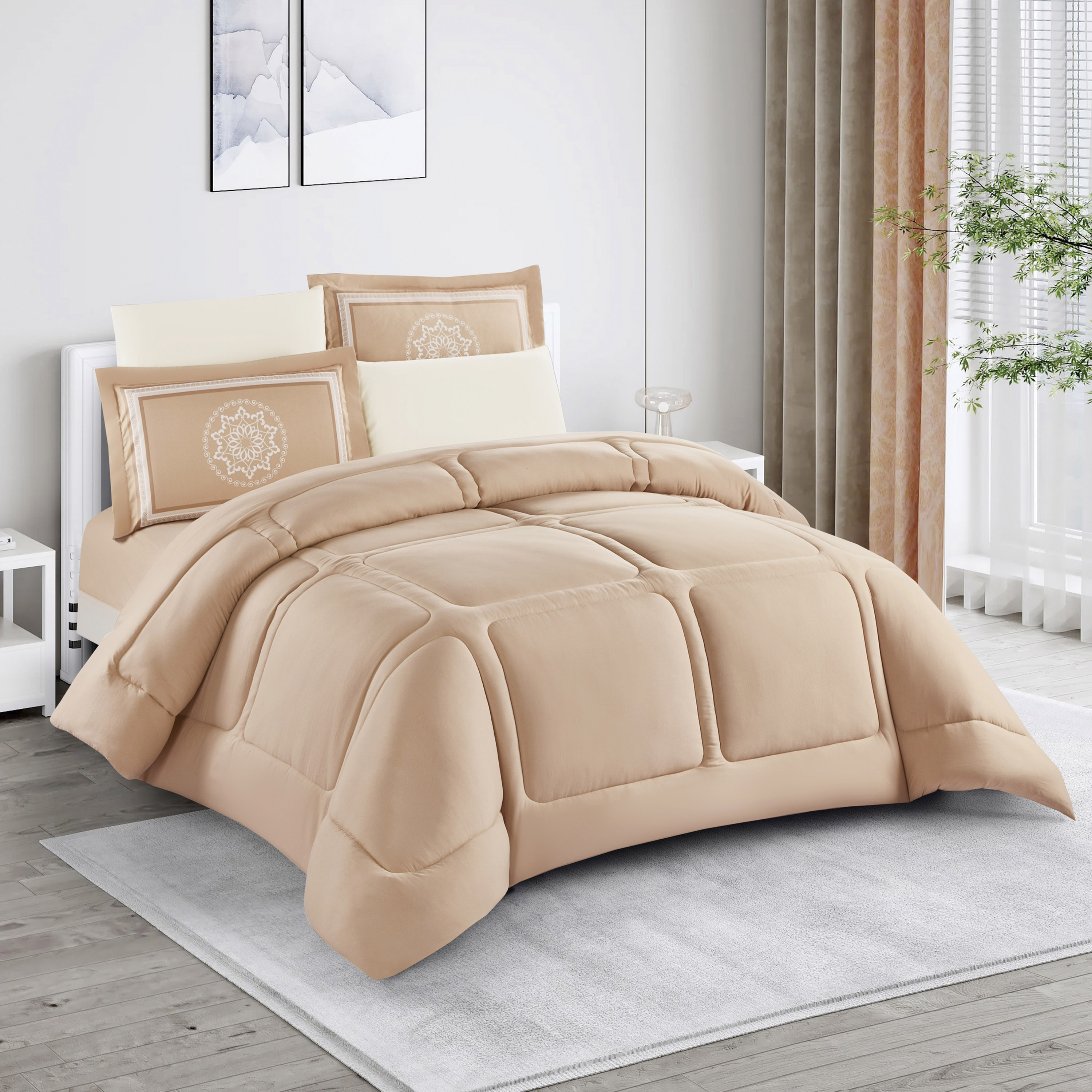 طقم لحاف مبطن كينج 6 قطع صوفيا من يونيك هوم - 260×240 سم-household-bedding-comfortersandbedspreads-comforters-image-1