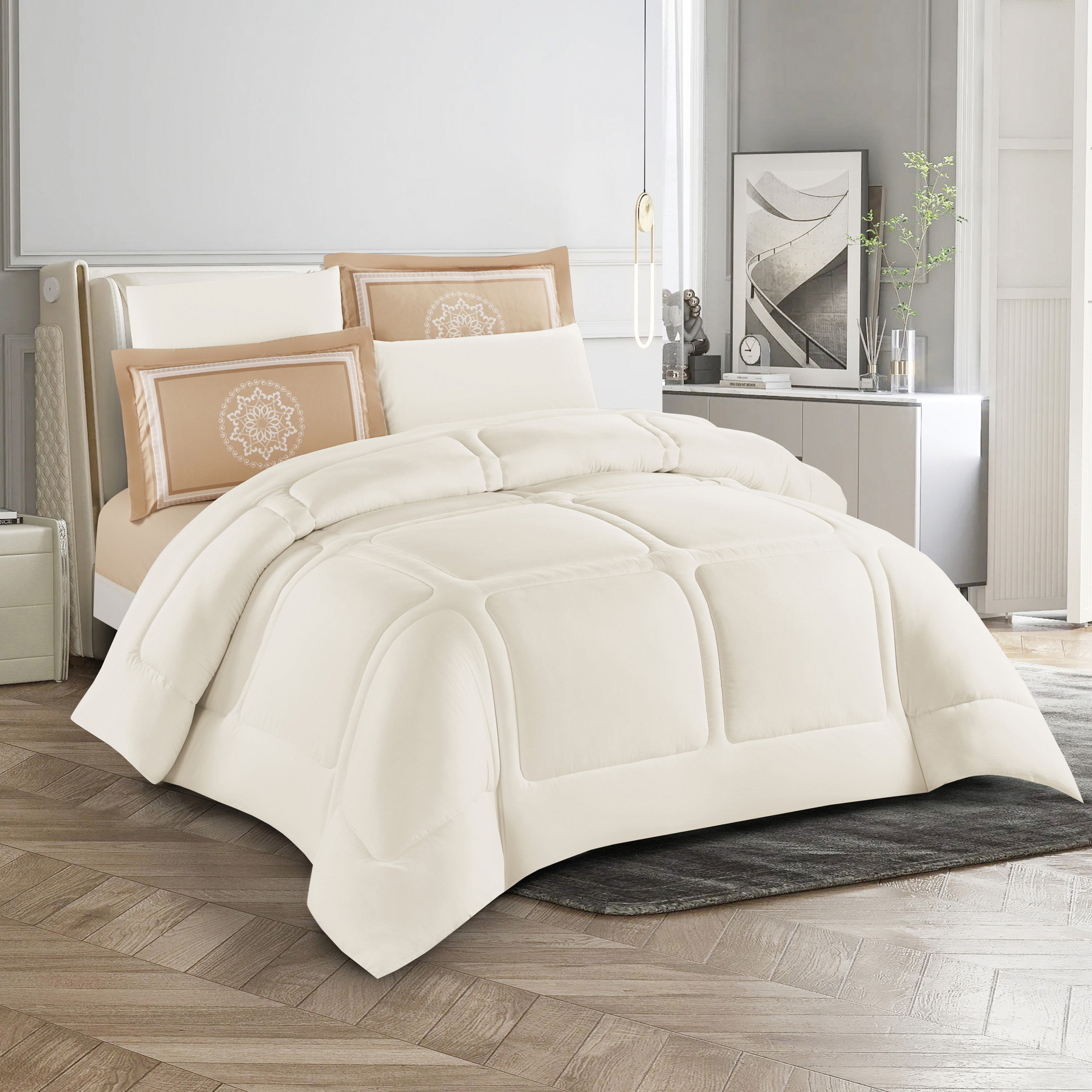 طقم لحاف مبطن كينج 6 قطع صوفيا من يونيك هوم - 260×240 سم-household-bedding-comfortersandbedspreads-comforters-image-2