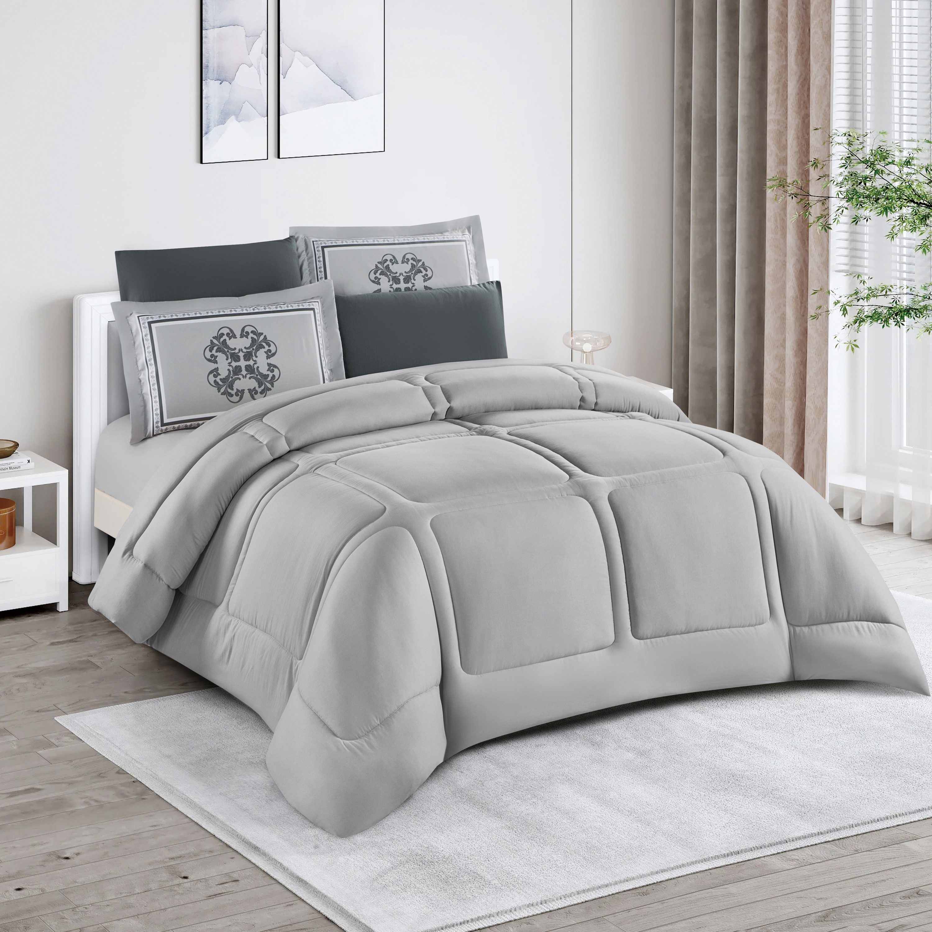 طقم لحاف كينج مبطن 6 قطع من يونيك هوم صوفيا - 240×260 سم-household-bedding-comfortersandbedspreads-comforters-image-1