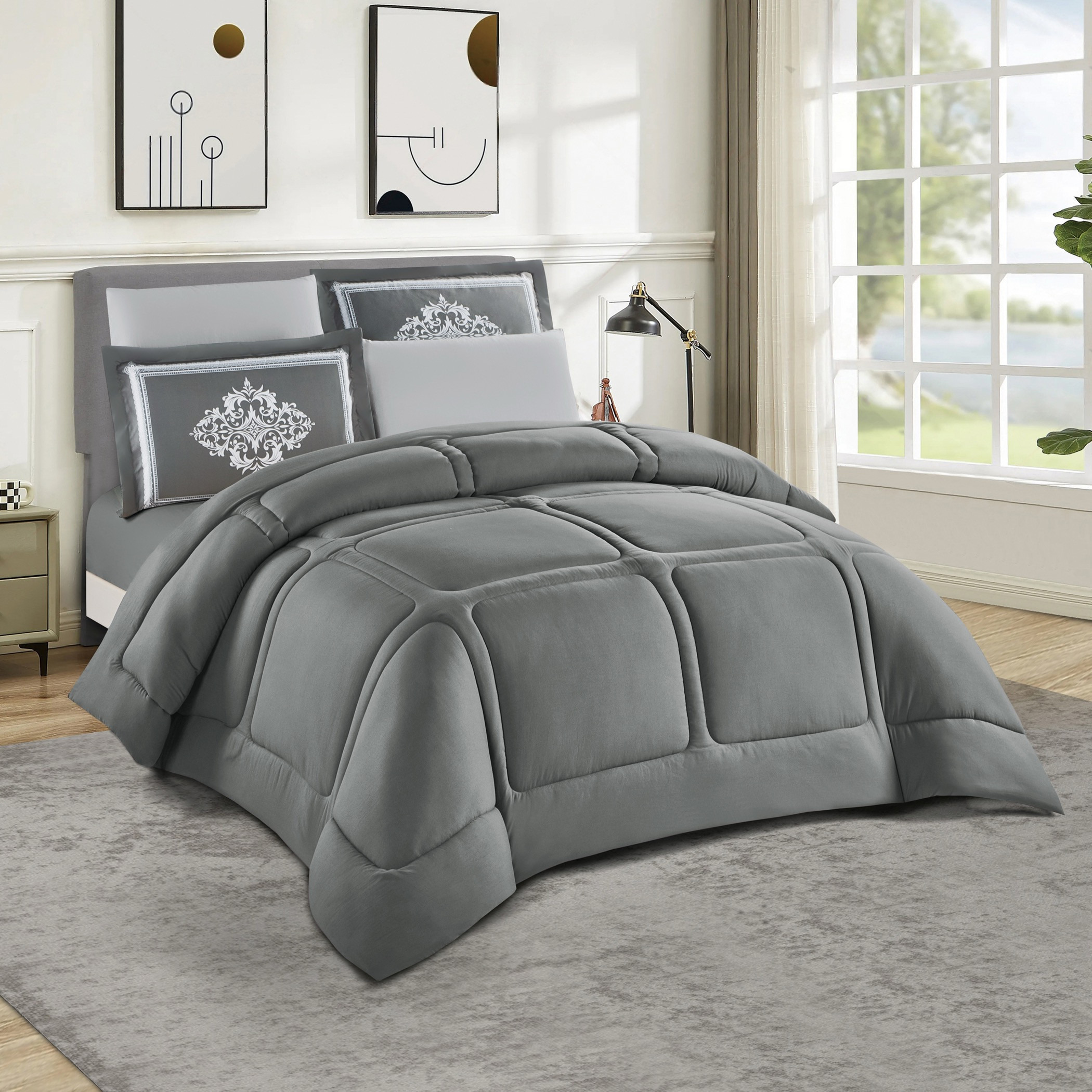 Unique Home Sophia 6-Piece King Solid Comforter Set - 260x240 cm-household-bedding-comfortersandbedspreads-comforters-image-1