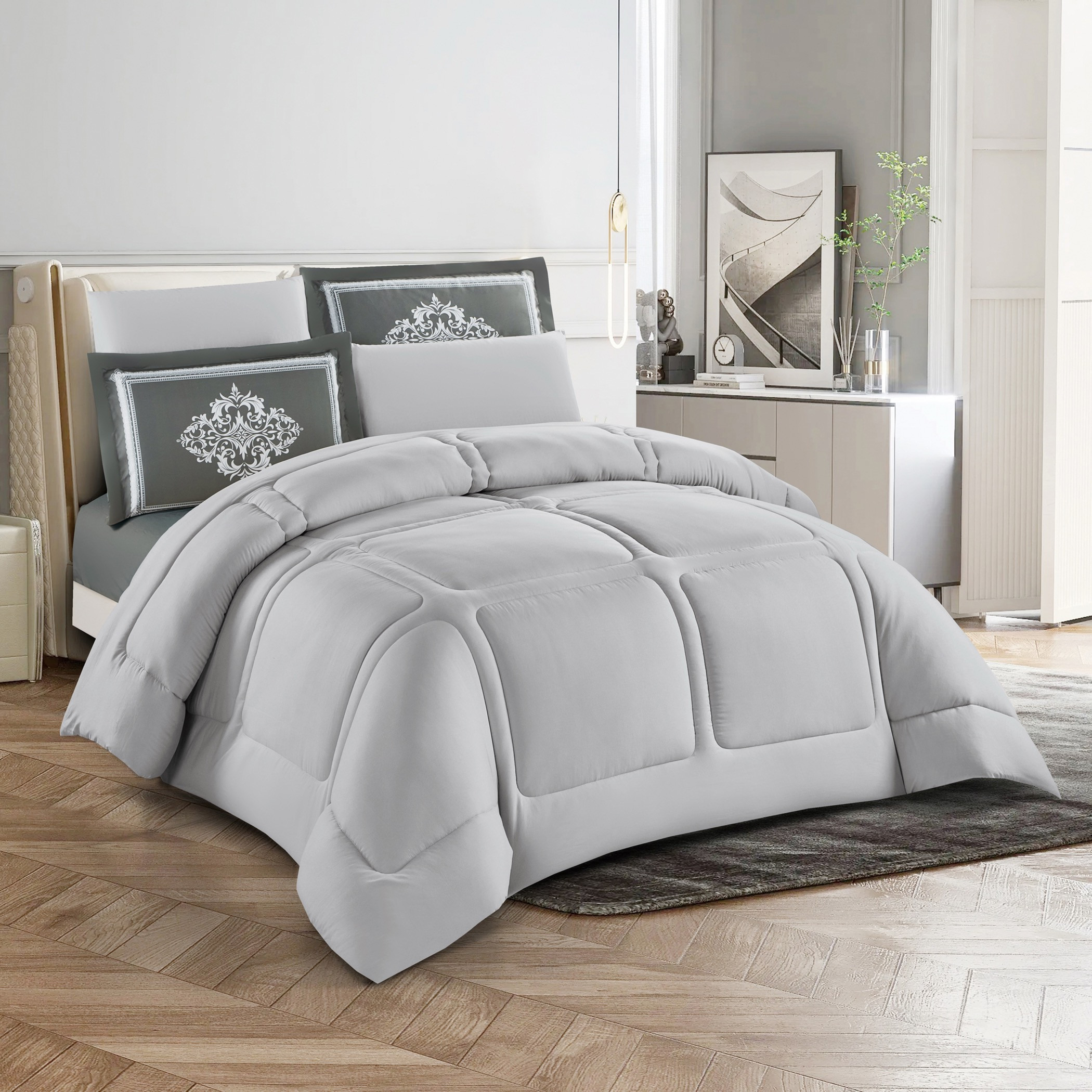 Unique Home Sophia 6-Piece King Solid Comforter Set - 260x240 cm-household-bedding-comfortersandbedspreads-comforters-image-2
