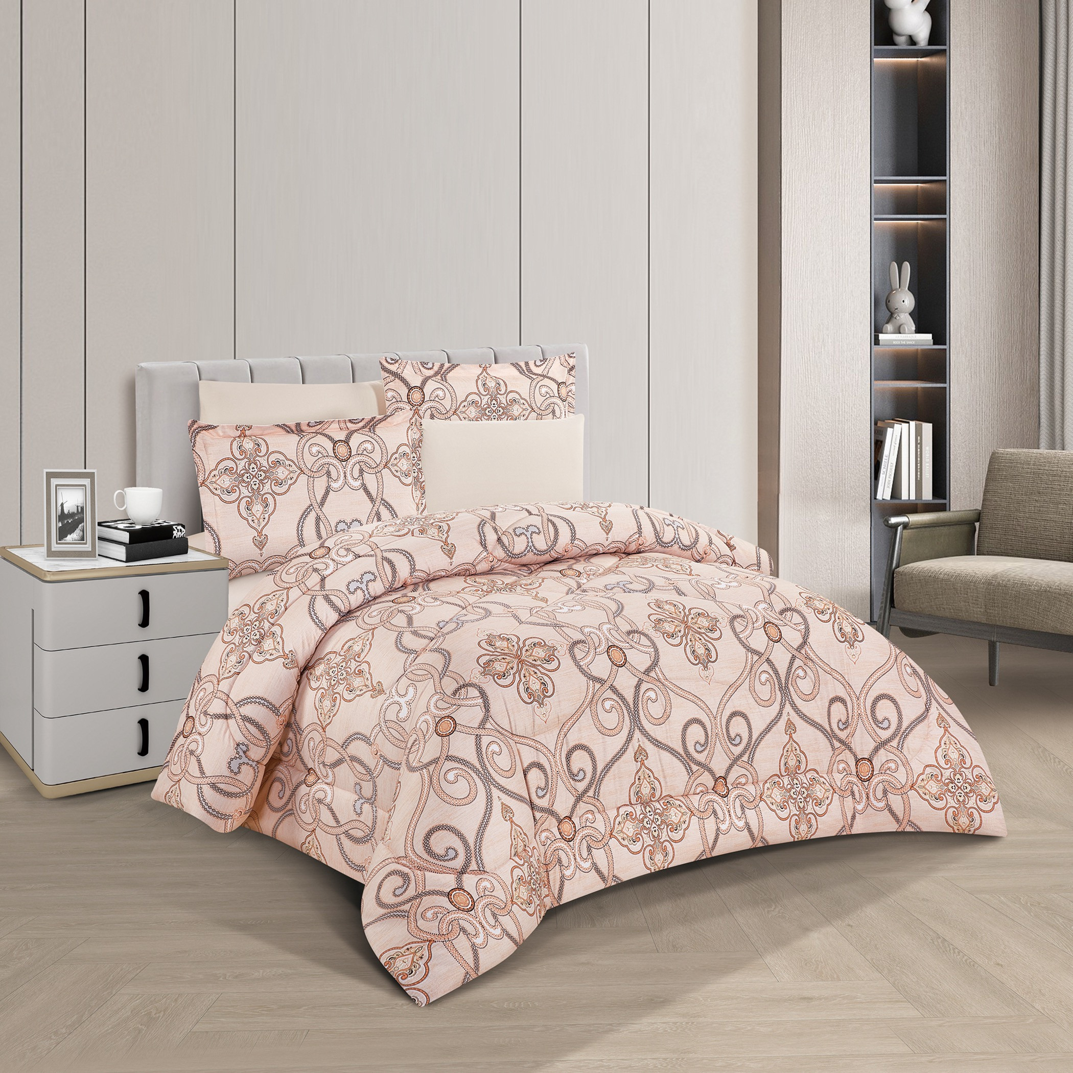 Unique Home Vanessa Reversible Microfibre 6-Piece King Comforter Set - 260x240 cm-household-bedding-comfortersandbedspreads-comforters-image-1