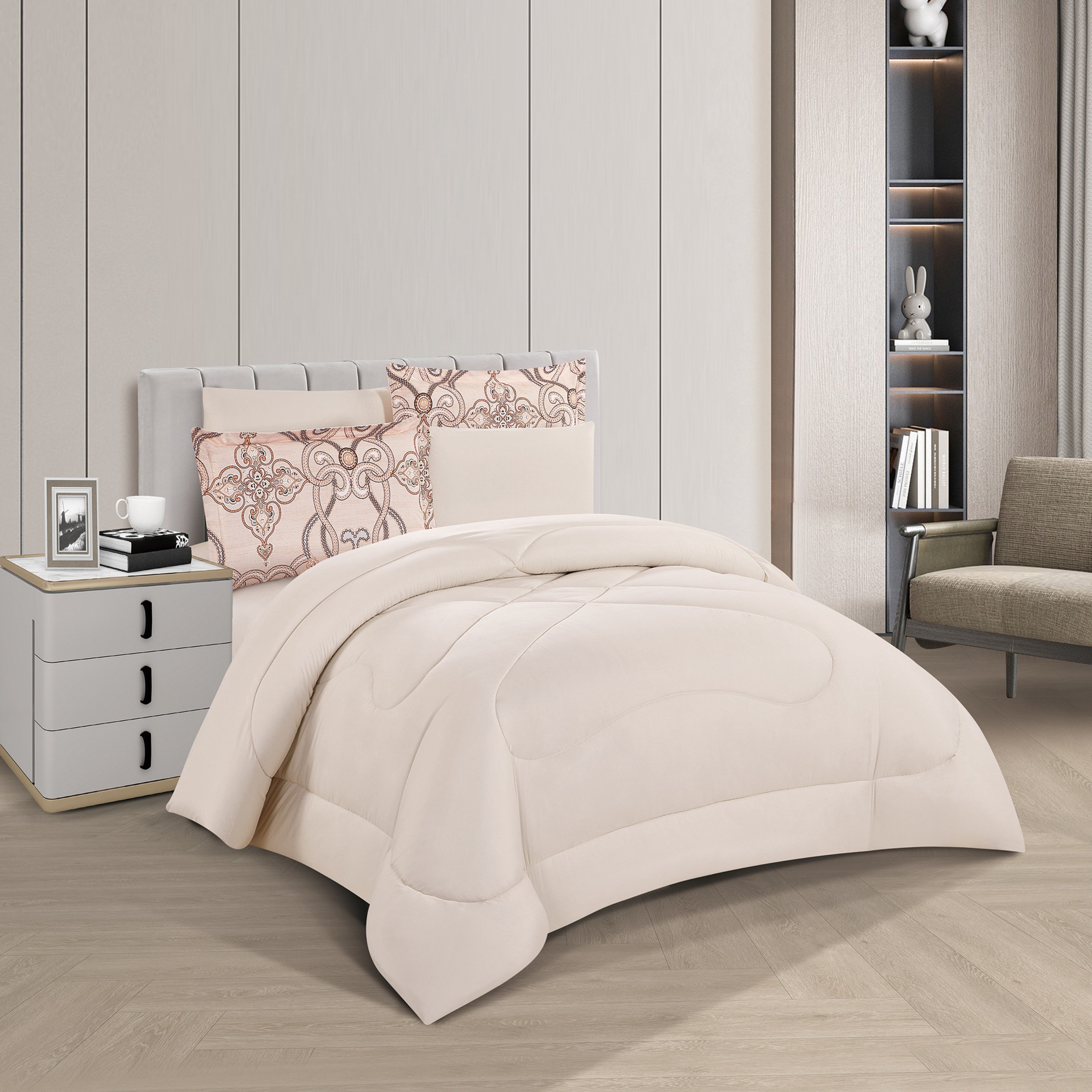 Unique Home Vanessa Reversible Microfibre 6-Piece King Comforter Set - 260x240 cm-household-bedding-comfortersandbedspreads-comforters-image-2