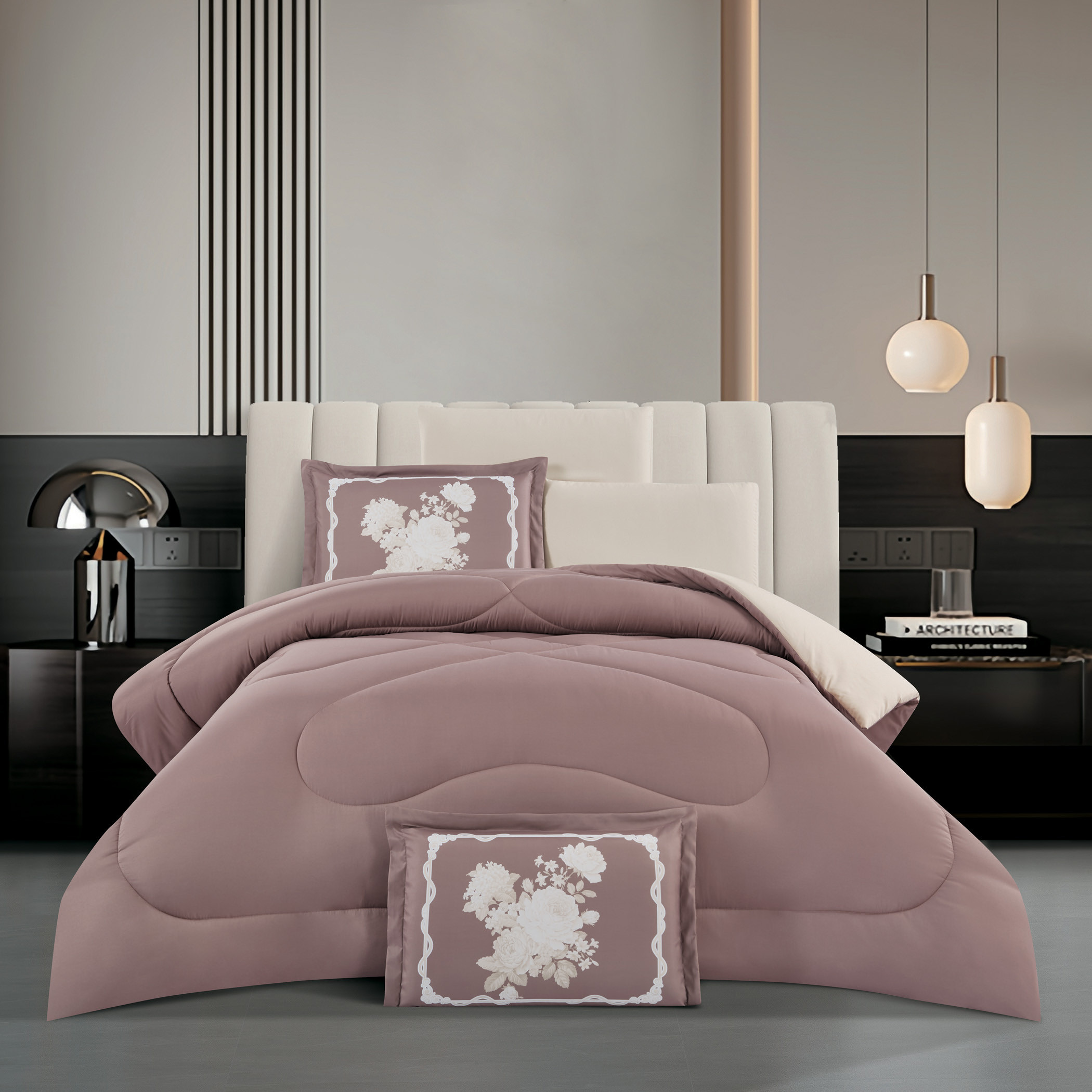 Unique Home Bristol Reversible Microfibre 4-Piece Twin Comforter Set - 240x170 cm-household-bedding-comfortersandbedspreads-comforters-image-1