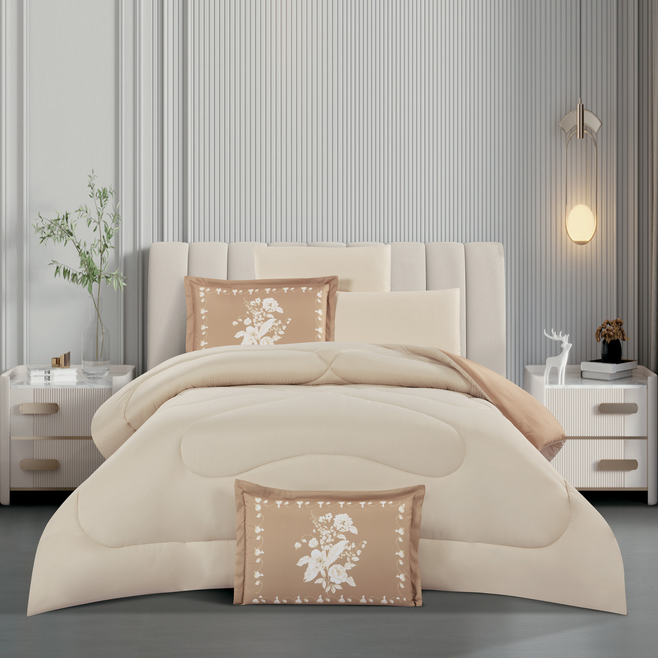 طقم لحاف فردي من الألياف الدقيقة قابل للعكس 4 قطع بريستول - يونيك هوم - 240x170 سم-household-bedding-comfortersandbedspreads-bedinabag-image-2