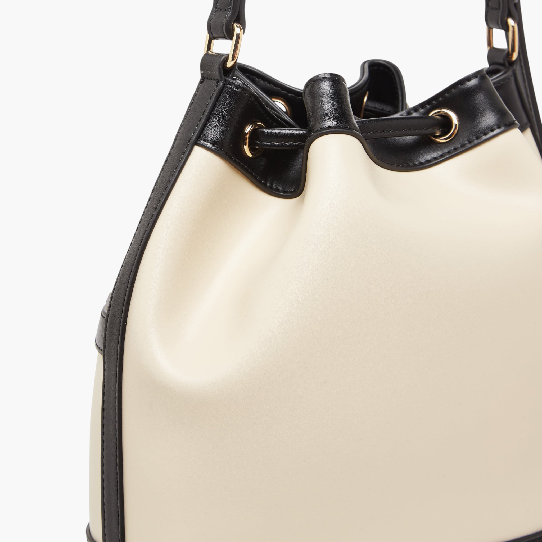 Celeste Panelled Bucket Bag with Drawstring Closure-women-bagsandwallets-handbags-image-6