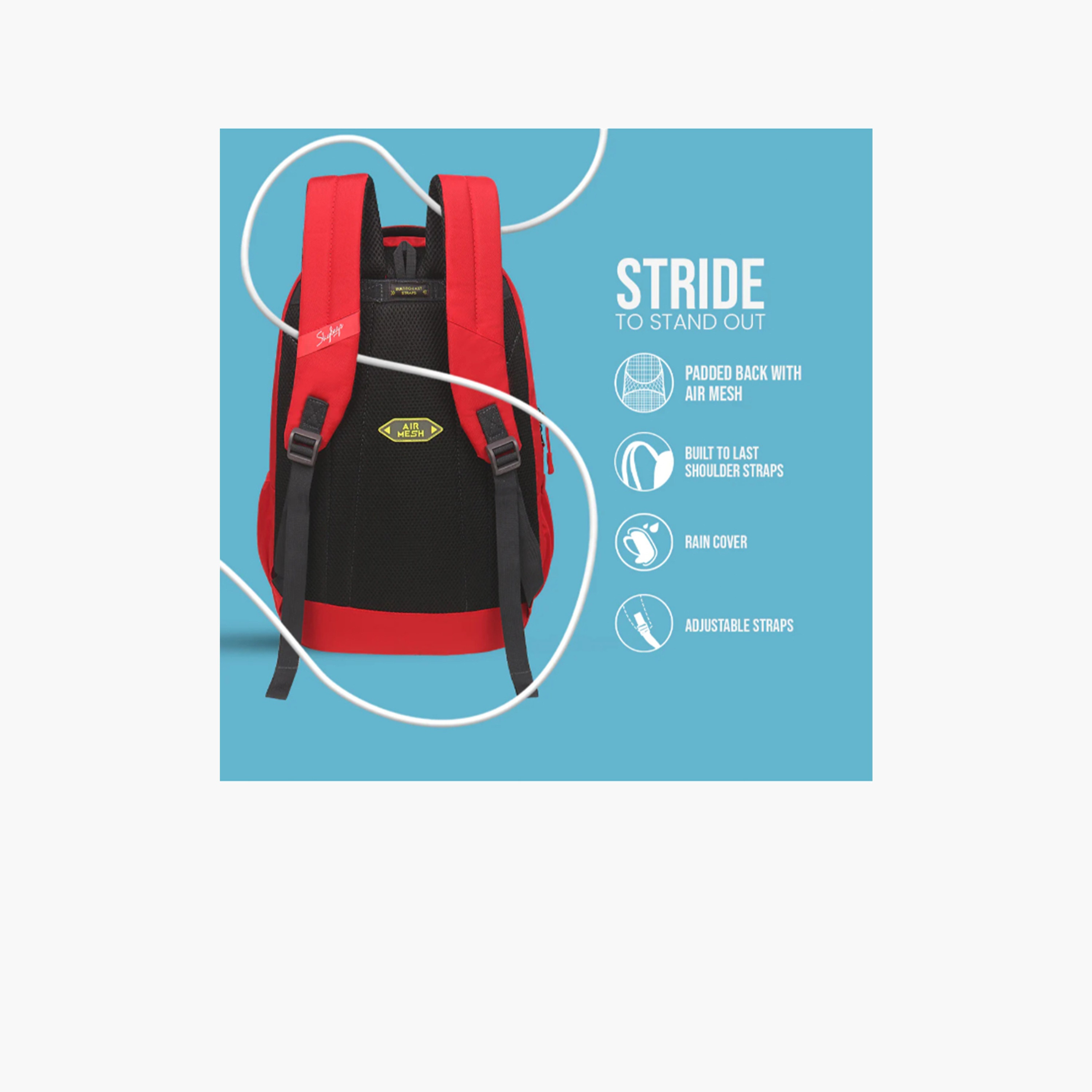 Skybags 27 L Backpack, Polyester, Adjustable Shoulder Straps | STRIDERPRO-04-school-bagsandbackpacks-backpacks-image-4