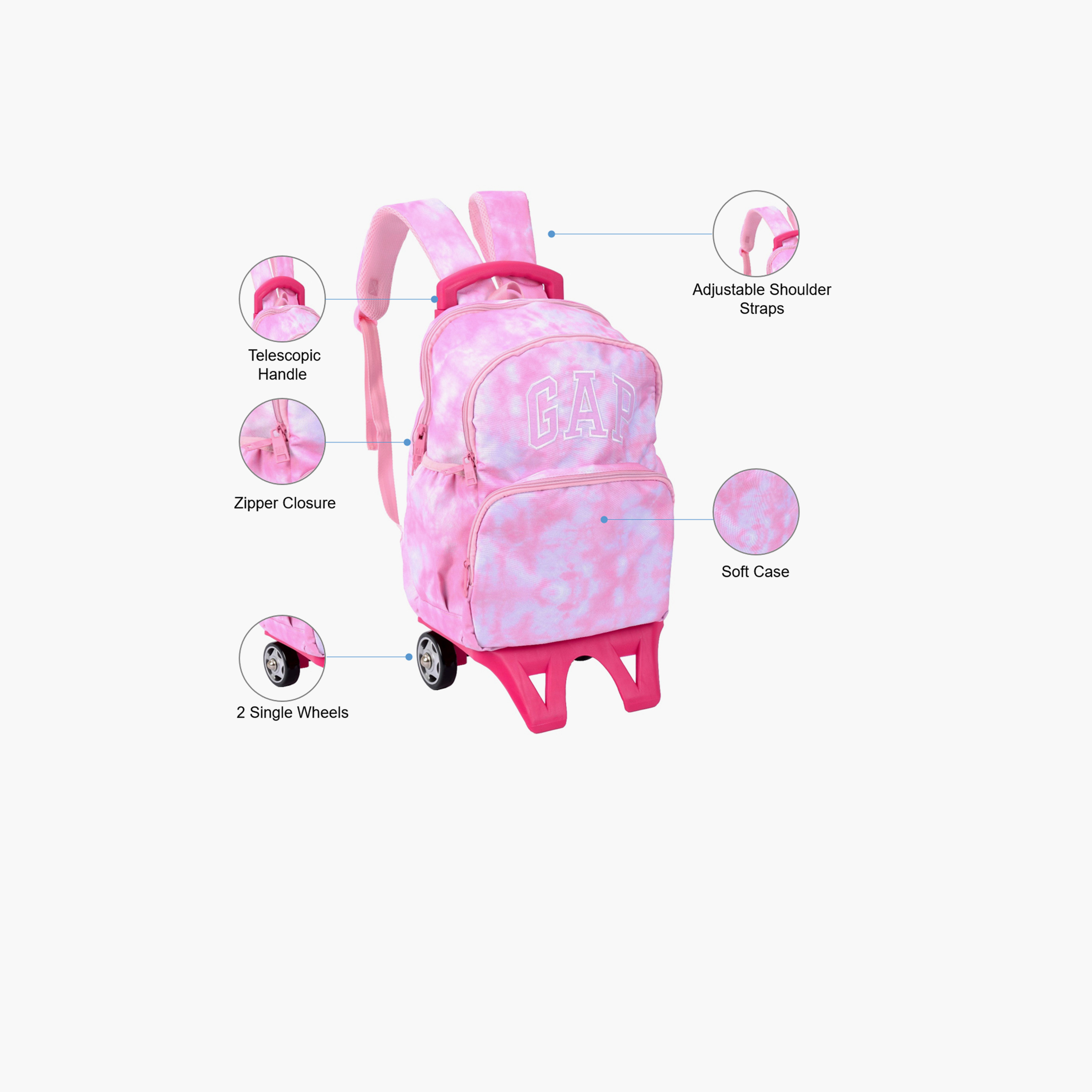 غاب- شنطة بعجلات 27 لتر، بوليستر، أحزمة كتف قابلة للتعديل | 15963-school-bagsandbackpacks-trolleybags-image-3