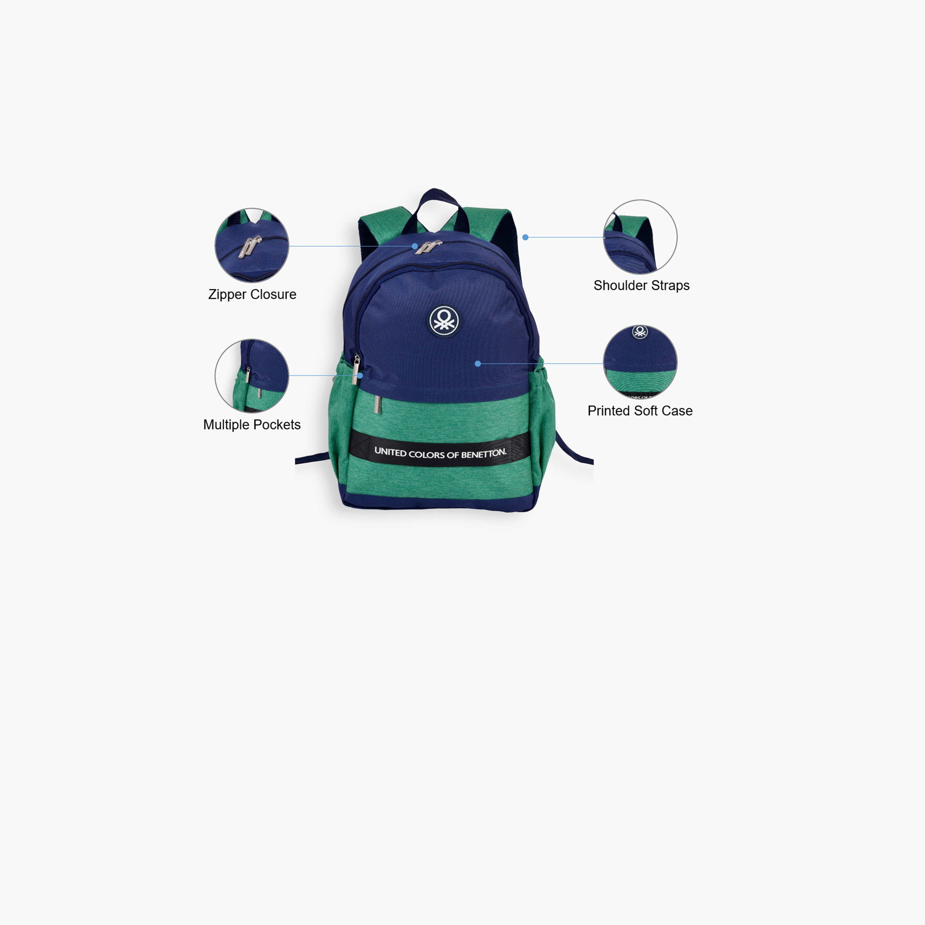United Colors of Benetton 2.2 L Backpack, Polyester, Adjustable Shoulder Straps | 13072-school-bagsandbackpacks-backpacks-image-3