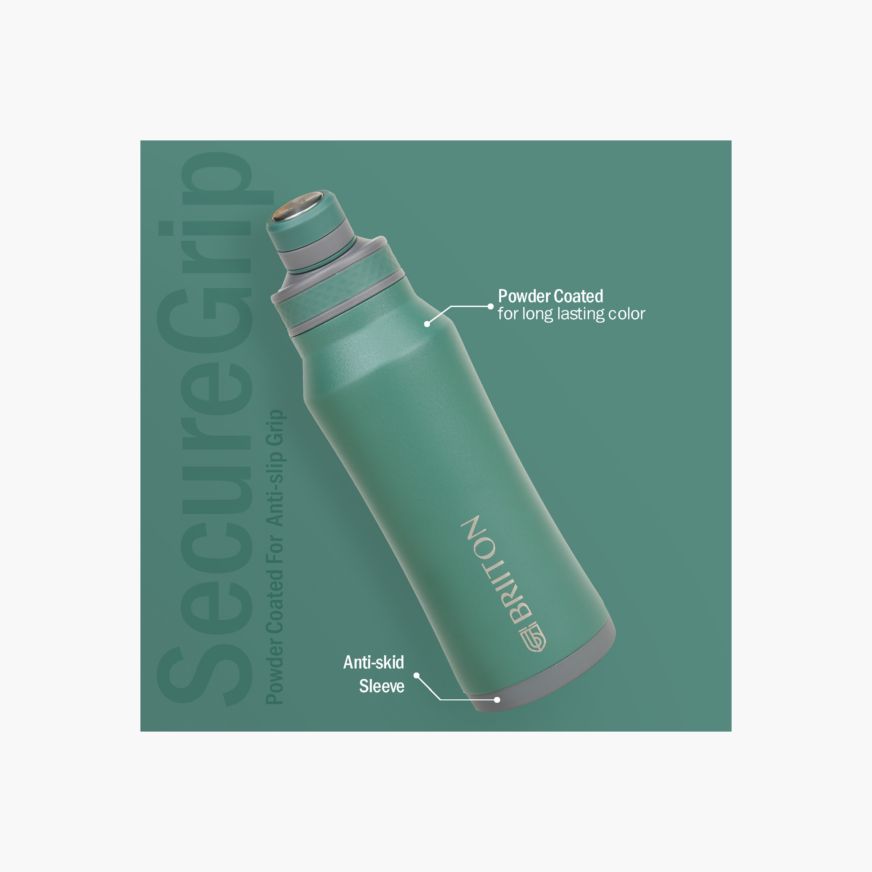 قارورة مياه ستانلس ستيل عازلة للحرارة بطبعات شعار من بريتون - 1 لتر-household-dining-drinkserveware-bottles-image-2