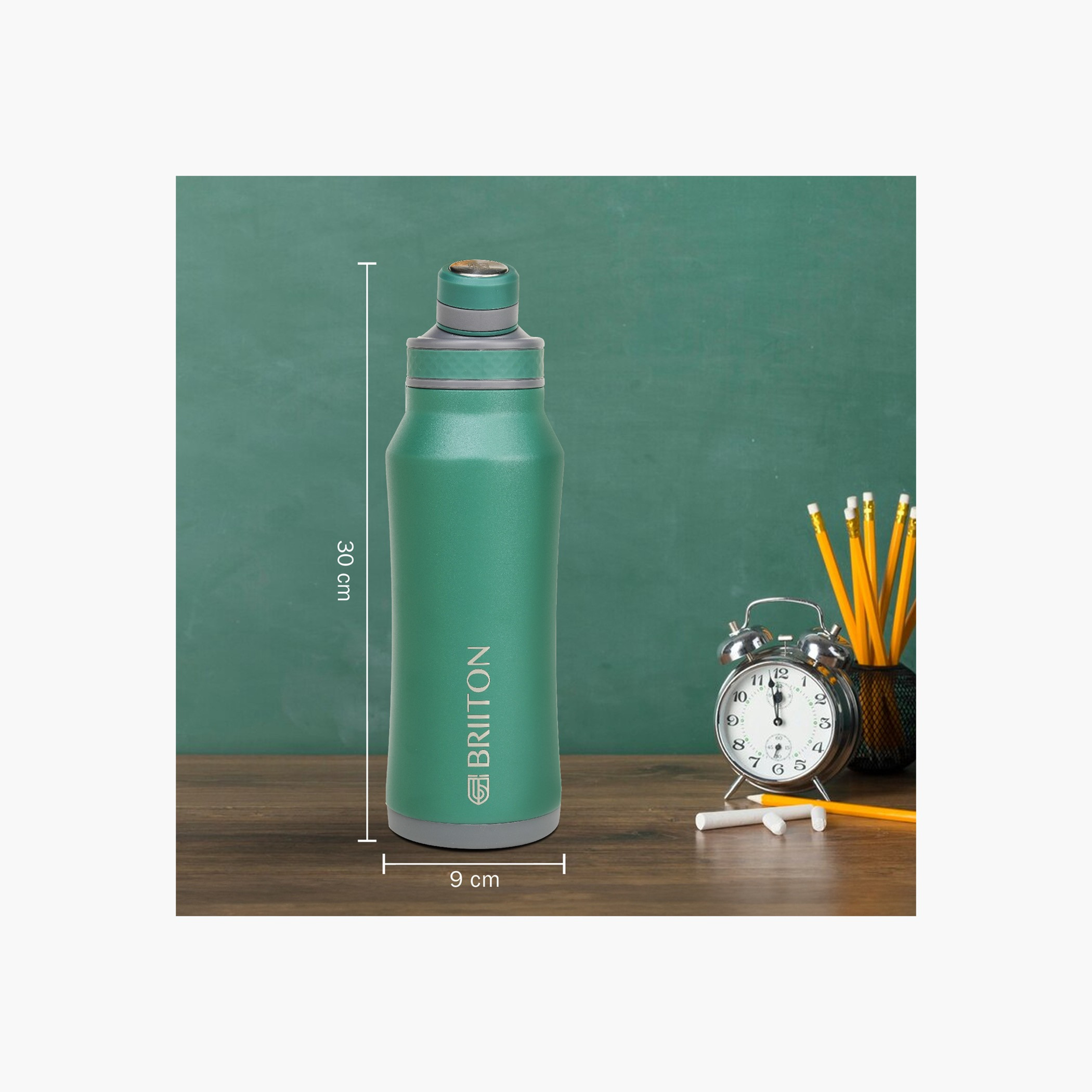 قارورة مياه ستانلس ستيل عازلة للحرارة بطبعات شعار من بريتون - 1 لتر-household-dining-drinkserveware-bottles-image-3