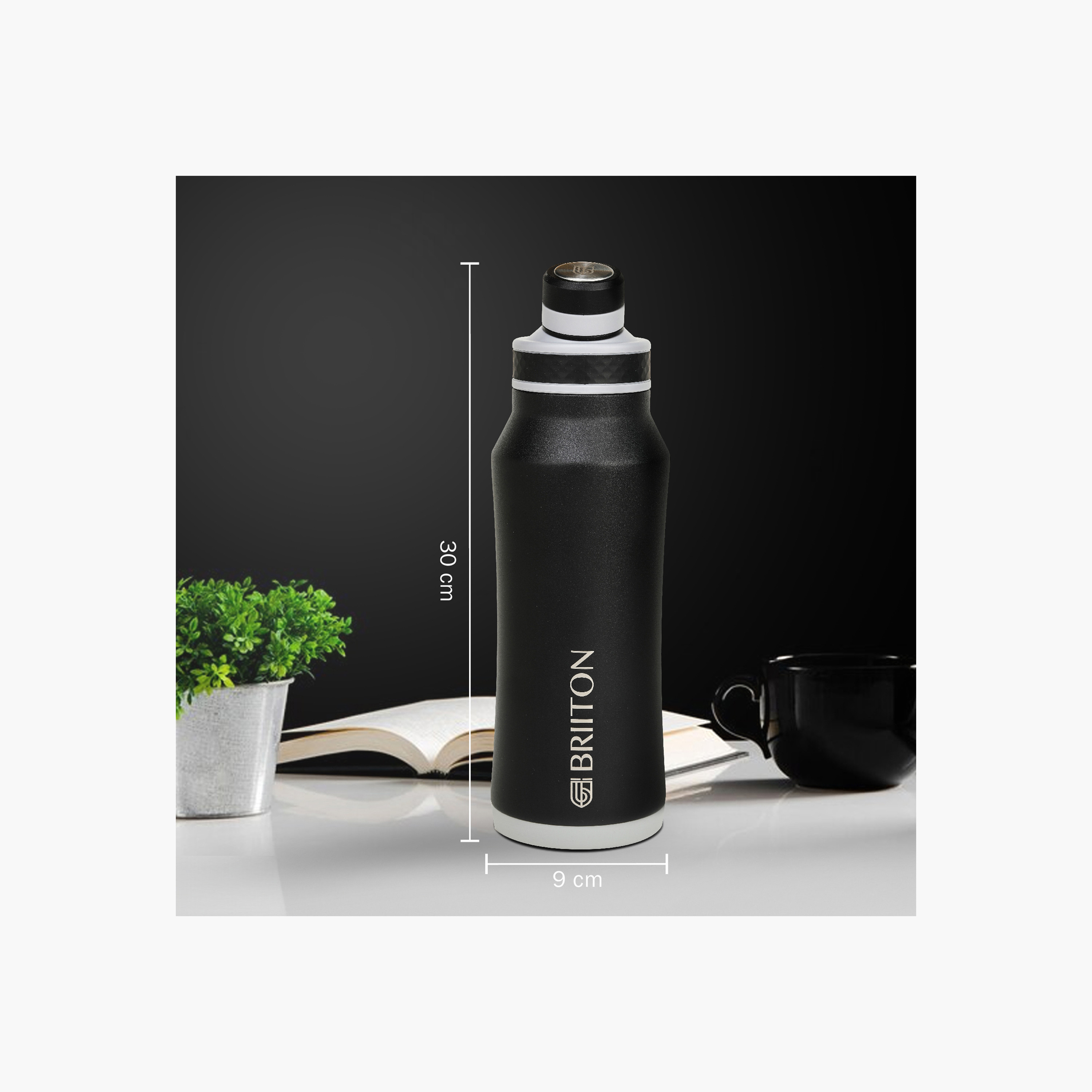 قارورة مياه ستانلس ستيل معزولة بطبعات شعار من بريتون - 1 لتر-household-dining-drinkserveware-bottles-image-3