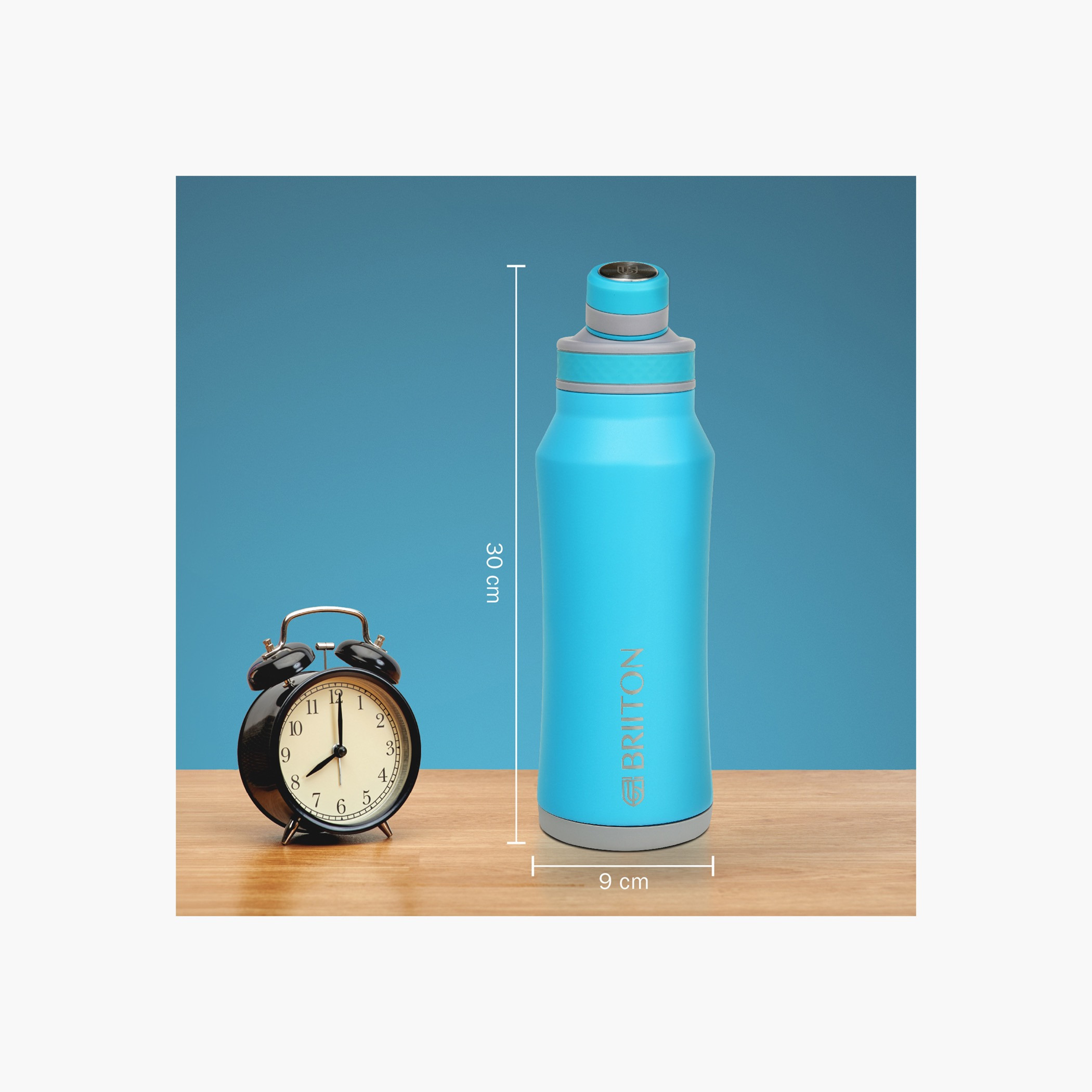 قارورة مياه معزولة ستانلس ستيل بطبعات شعار من بريتون - 1 لتر-household-dining-drinkserveware-bottles-image-3