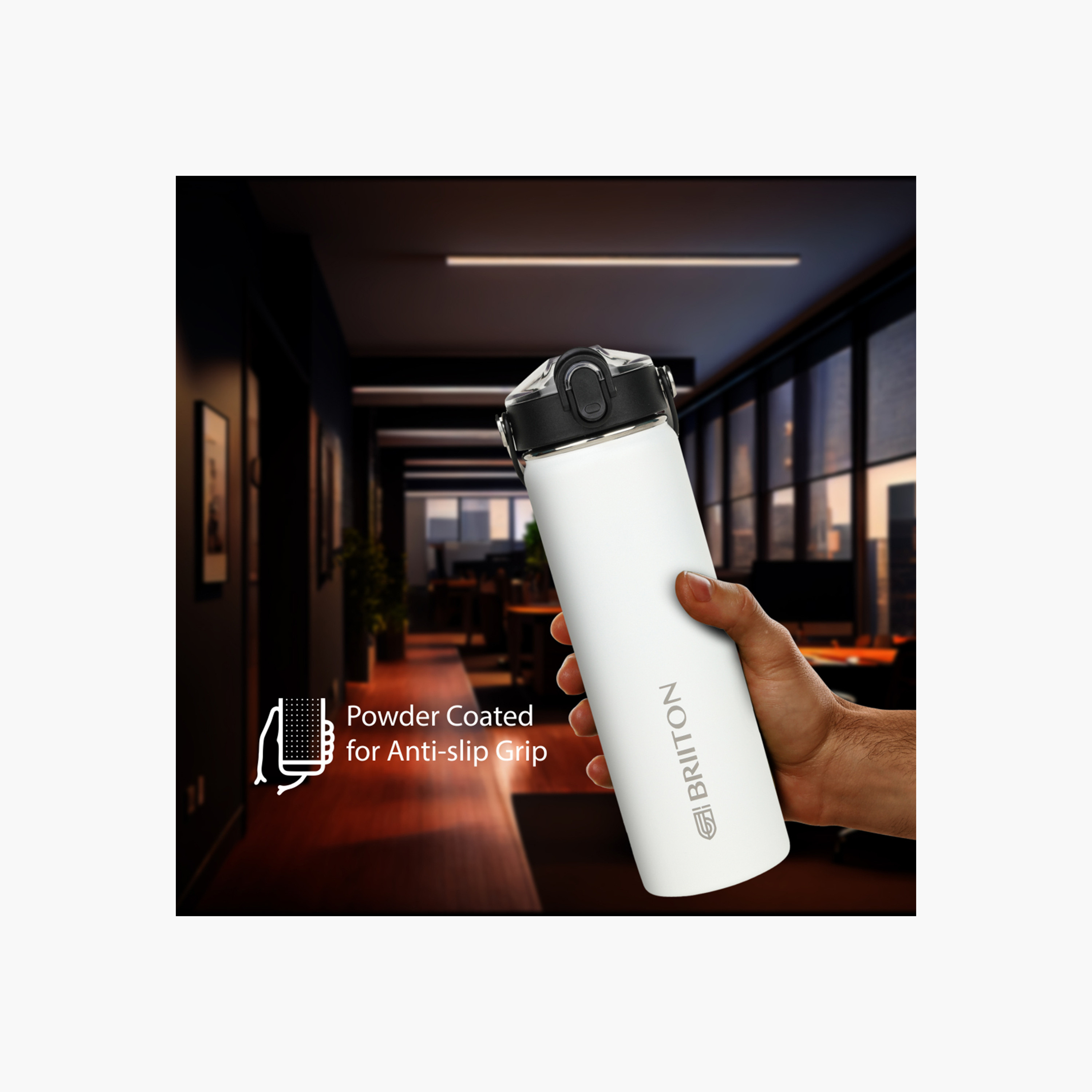 قارورة ماء ستانلس ستيل عازلة للحرارة بطبعات شعار من بريتون - 750 مل-household-dining-drinkserveware-bottles-image-2