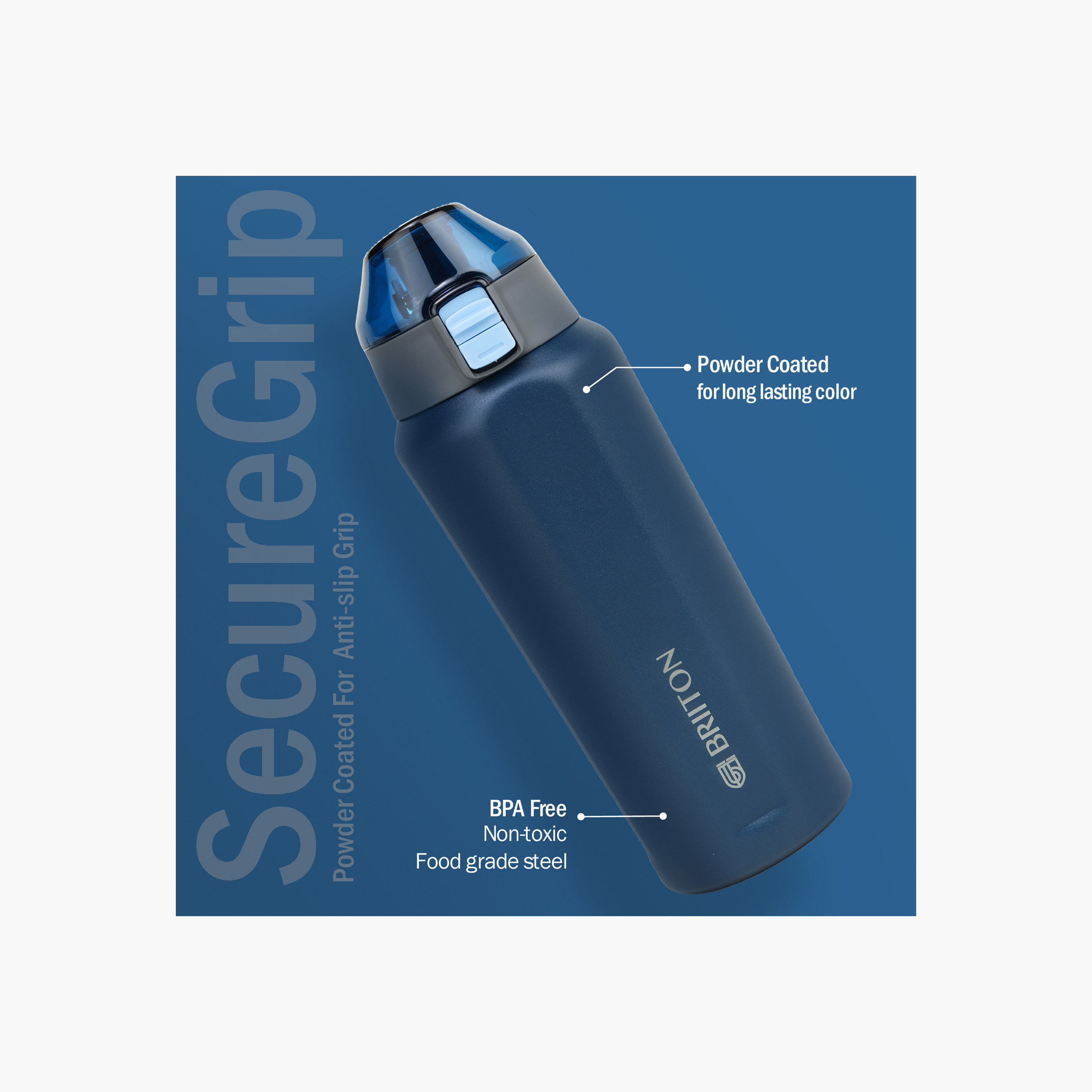 قاروة ماء ستانلس ستيل عازلة للحرارة بطبعات شعار من بريتون - 650 مل-household-dining-drinkserveware-bottles-image-2