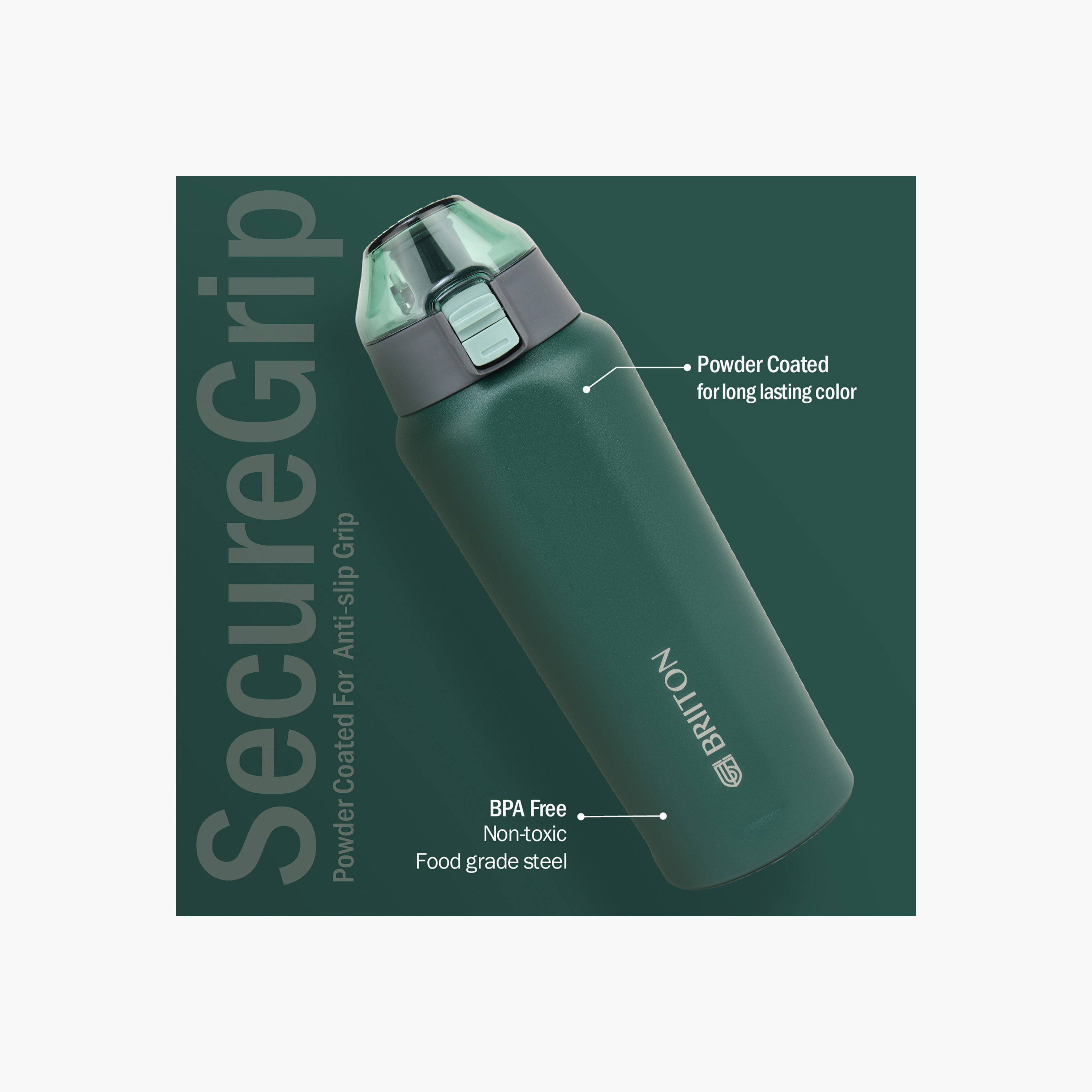 قاروة ماء ستانلس ستيل عازلة للحرارة بطبعات شعار من بريتون - 650 مل-household-dining-drinkserveware-bottles-image-2