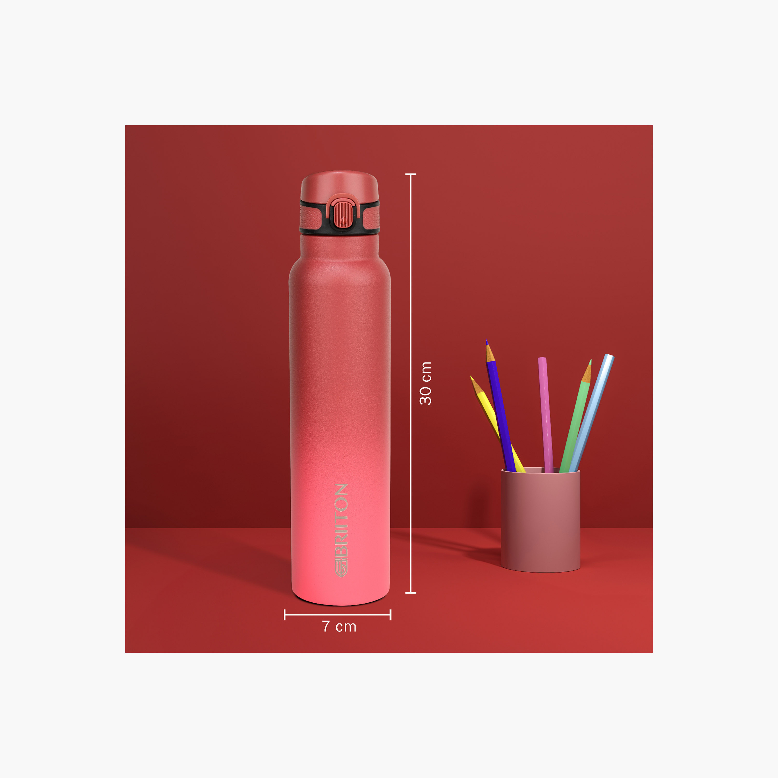 قاروة ماء ستانلس ستيل عازلة للحرارة بلون متدرج من بريتون - 1 لتر-household-dining-drinkserveware-bottles-image-1