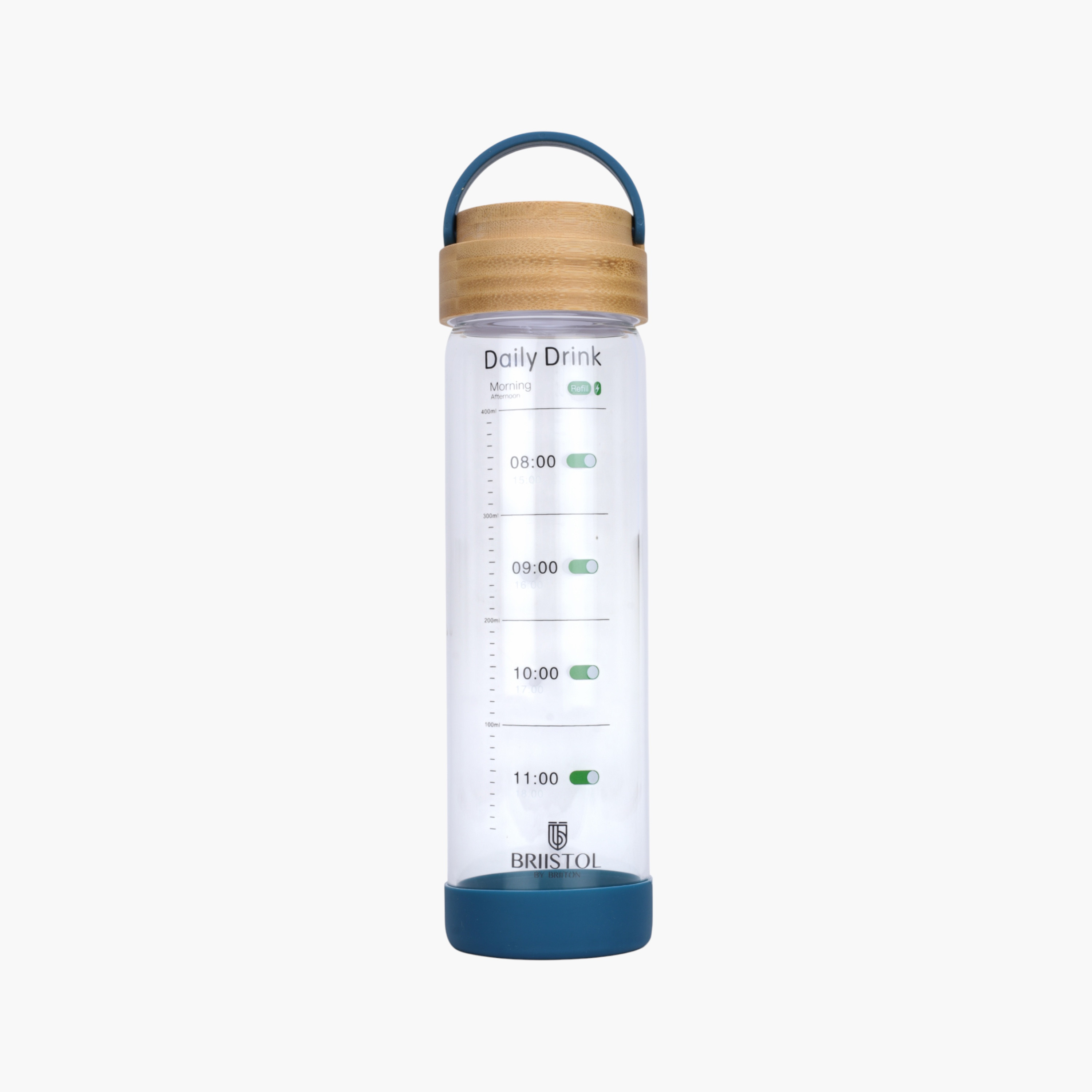 قارورة مياه زجاج بطبعات عداد وقت وقاعدة سيليكون من بريتون - 550 مل-household-dining-drinkserveware-bottles-image-1