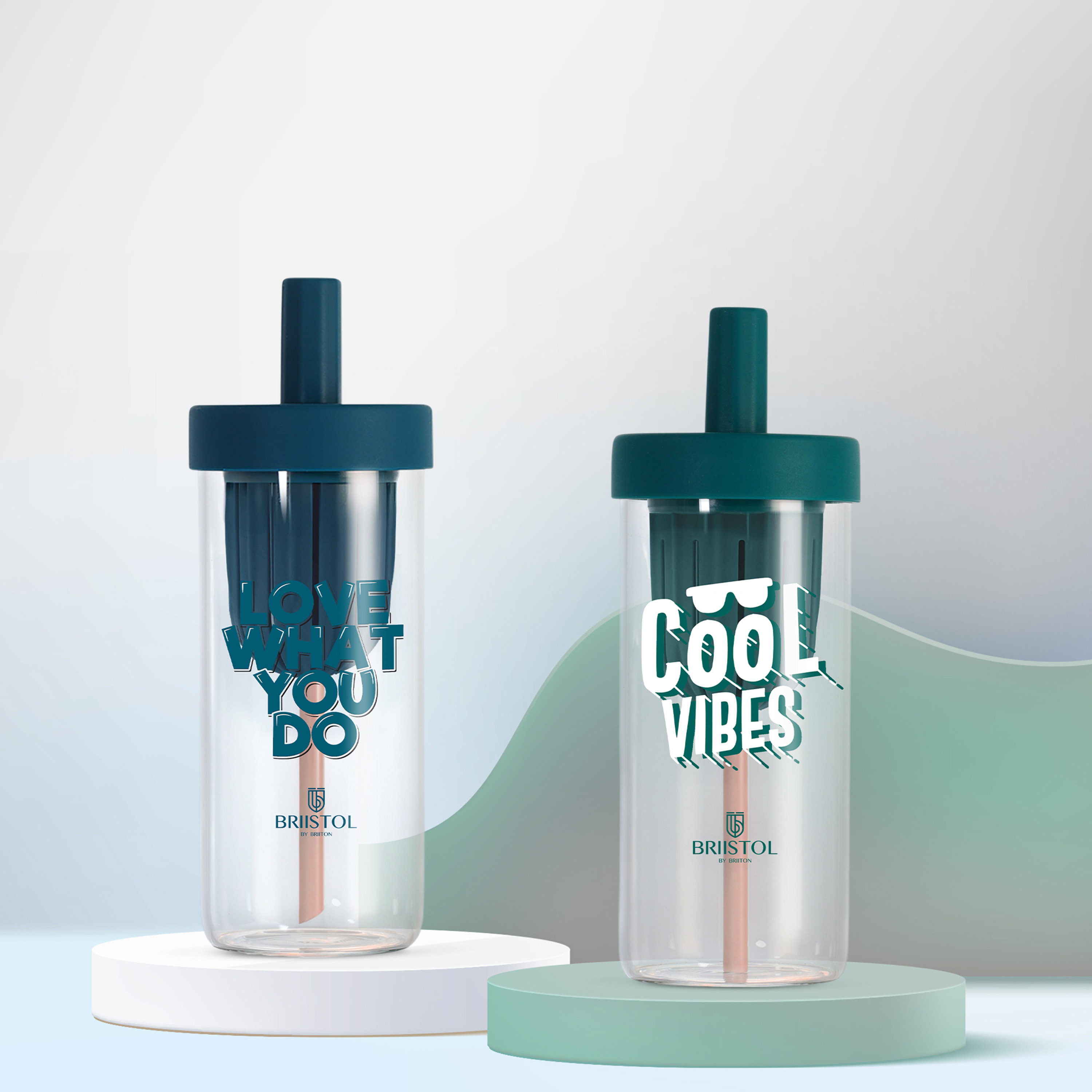 قارورة مياه زجاجية بطبعات شعار مع سيليكون من بريتون - 650 مل-household-dining-drinkserveware-bottles-image-1