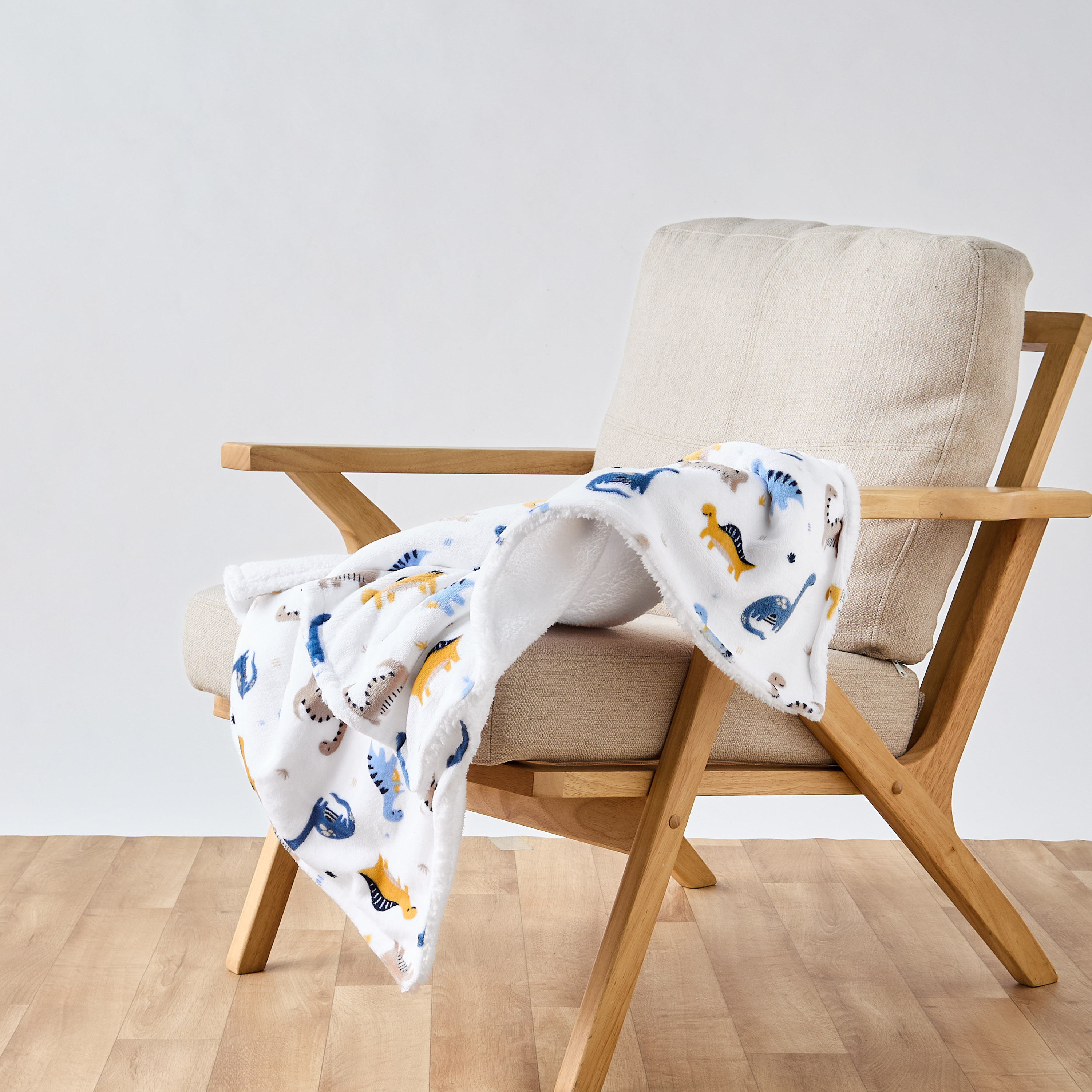 Juniors Raschel Blanket and Security Blanket with Dinosaur Print, 75x100 cm-baby-nursery-blanketsandswaddles-blanketsandquilts-image-2