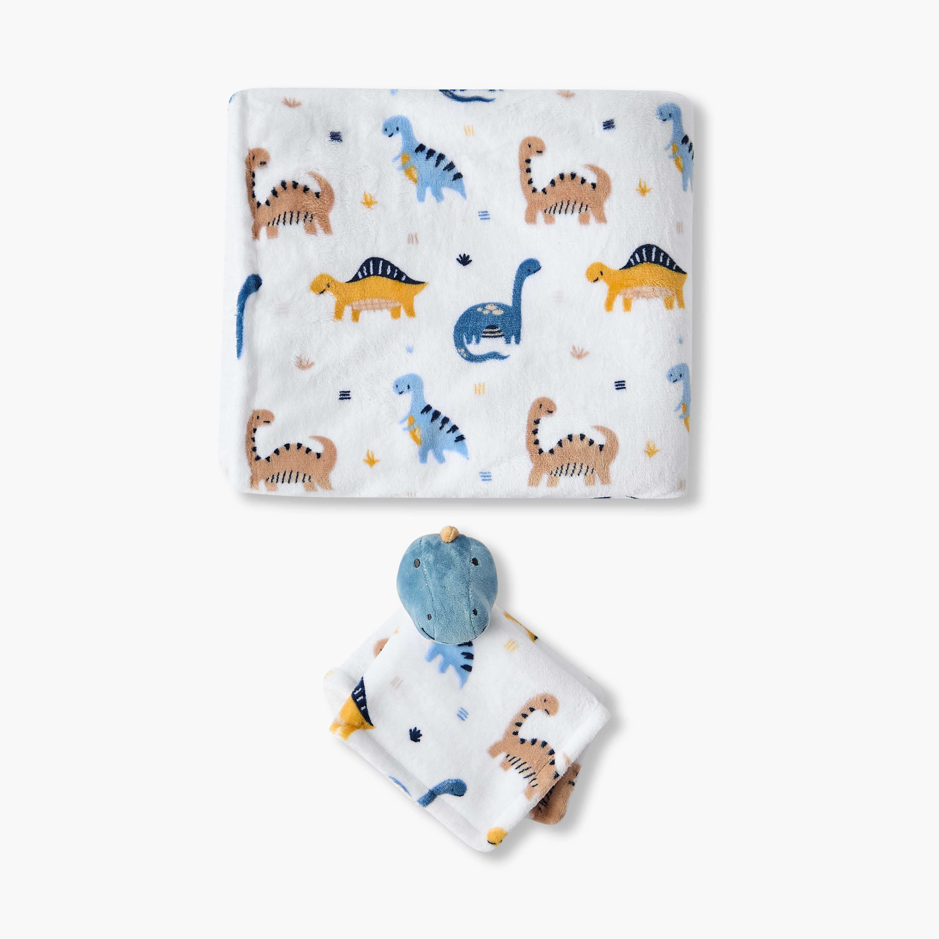 Juniors Raschel Blanket and Security Blanket with Dinosaur Print, 75x100 cm-baby-nursery-blanketsandswaddles-blanketsandquilts-image-3