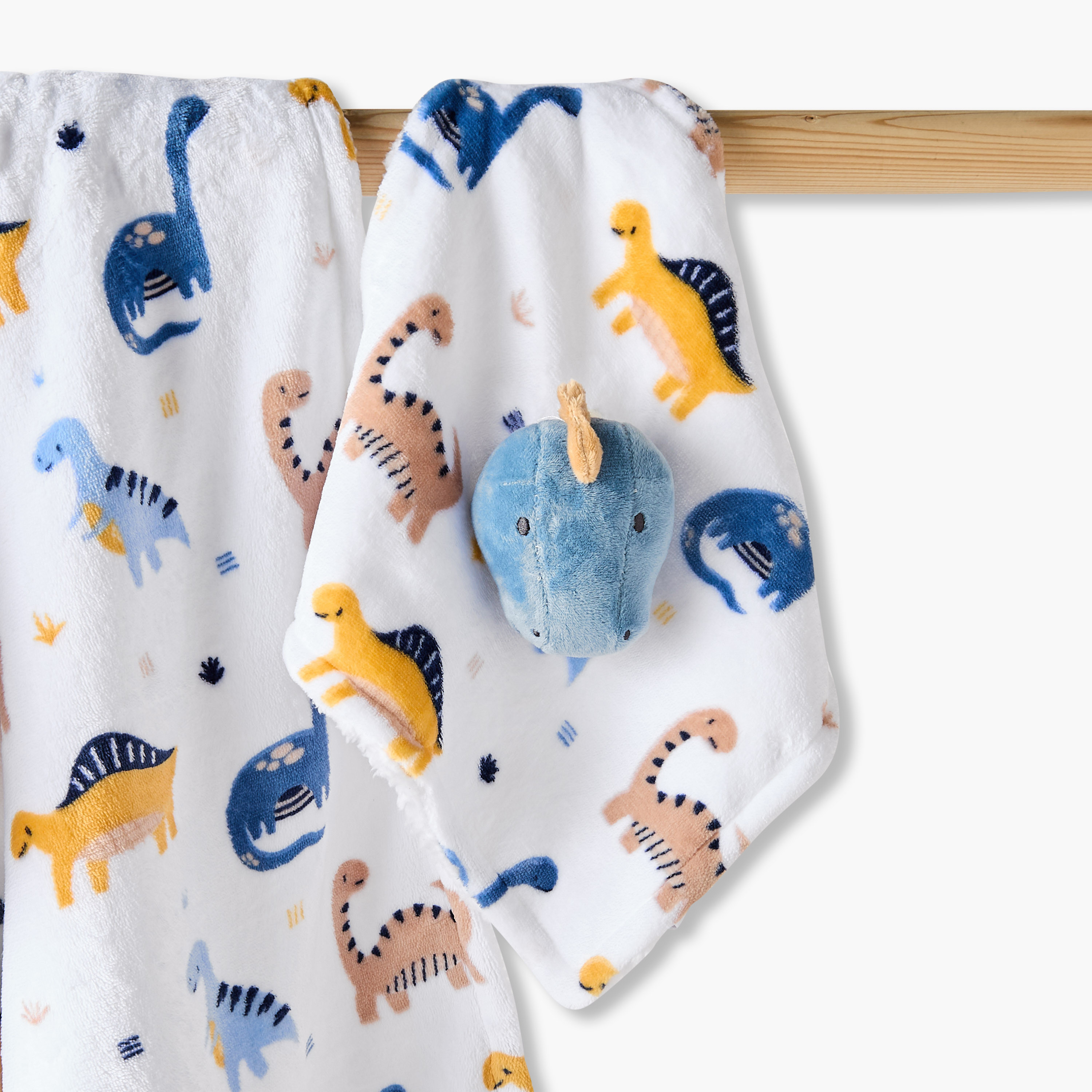 Juniors Raschel Blanket and Security Blanket with Dinosaur Print, 75x100 cm-baby-nursery-blanketsandswaddles-blanketsandquilts-image-5