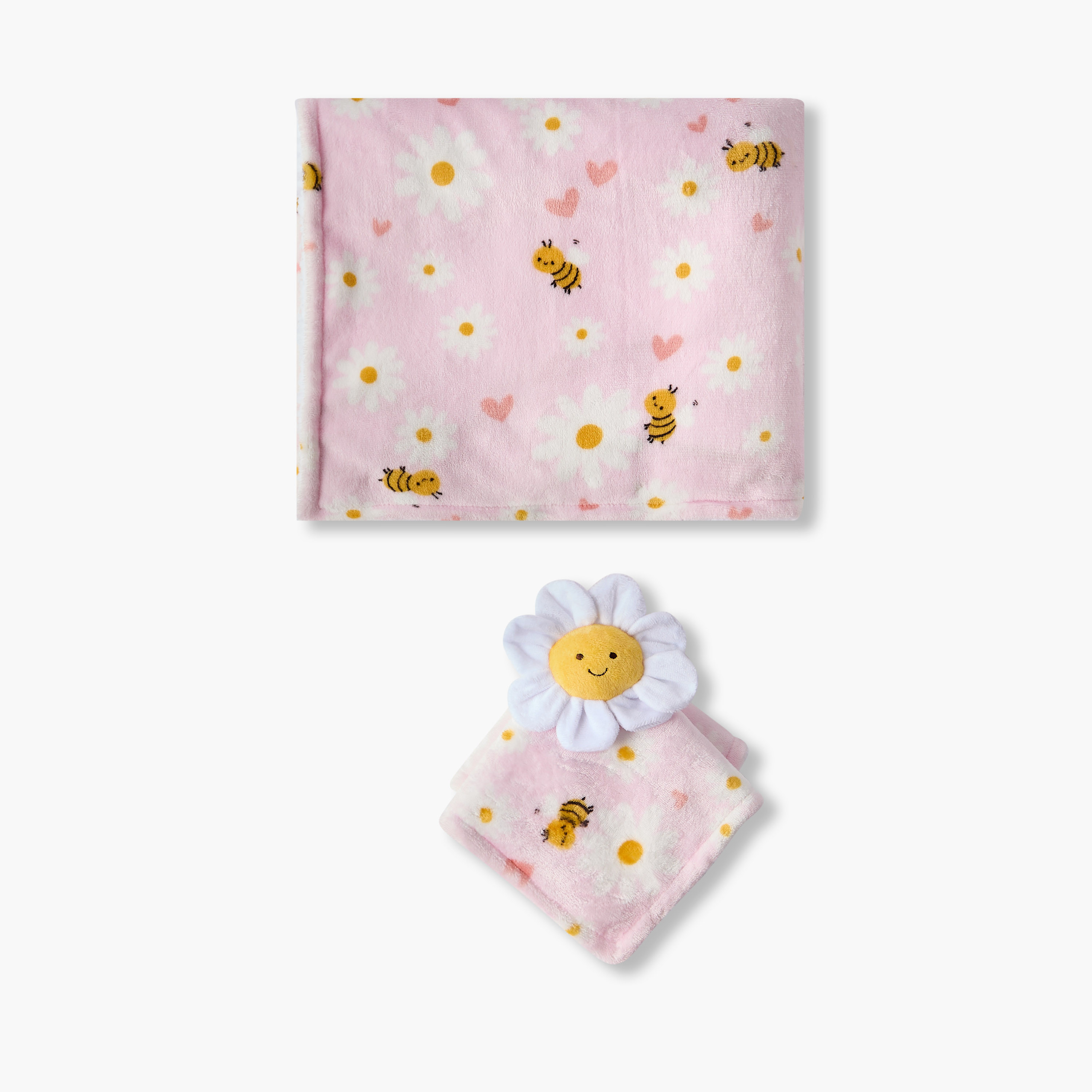 Juniors Raschel and Security Blanket with Floral Applique, 75x100 cm-baby-nursery-blanketsandswaddles-blanketsandquilts-image-3