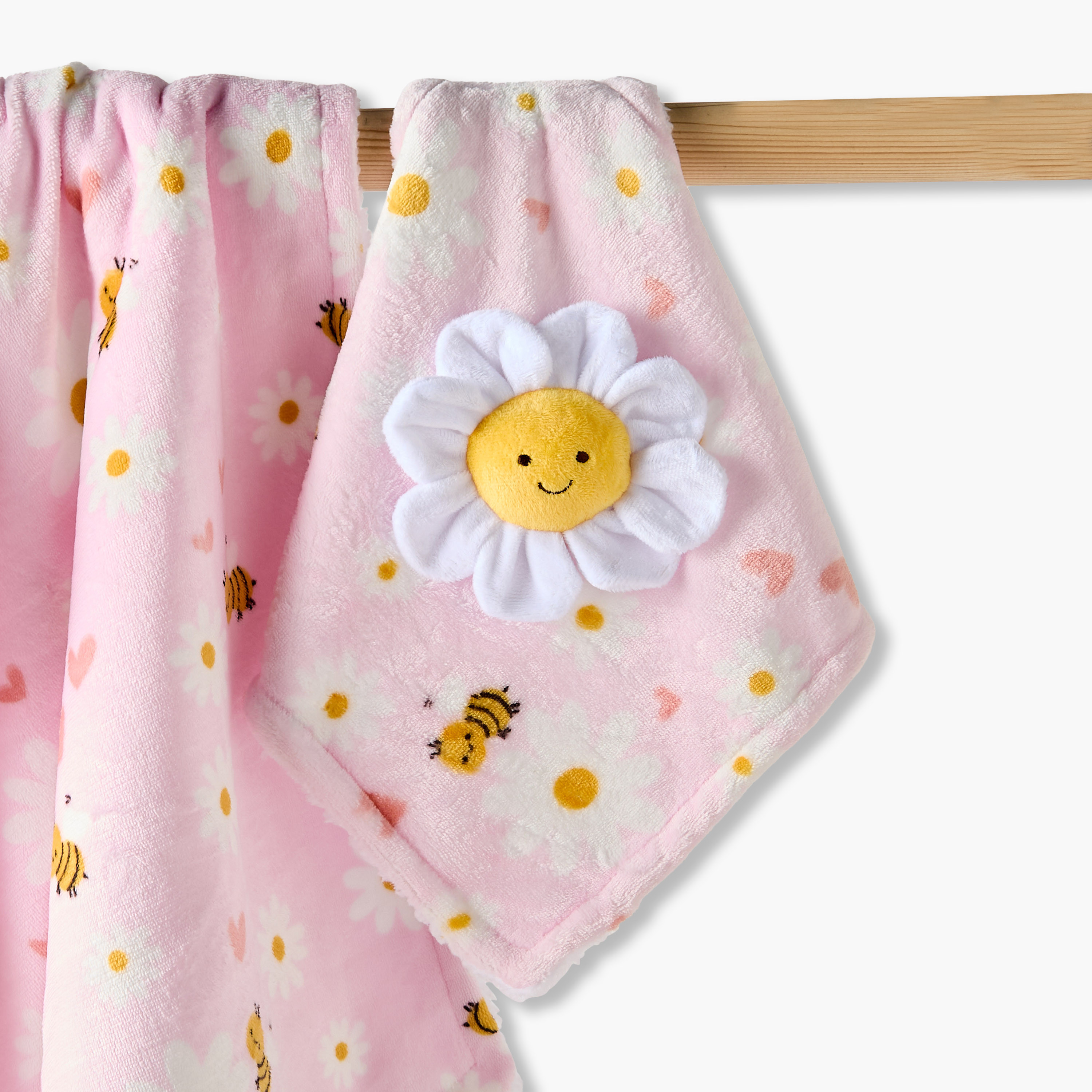 Juniors Raschel and Security Blanket with Floral Applique, 75x100 cm-baby-nursery-blanketsandswaddles-blanketsandquilts-image-5