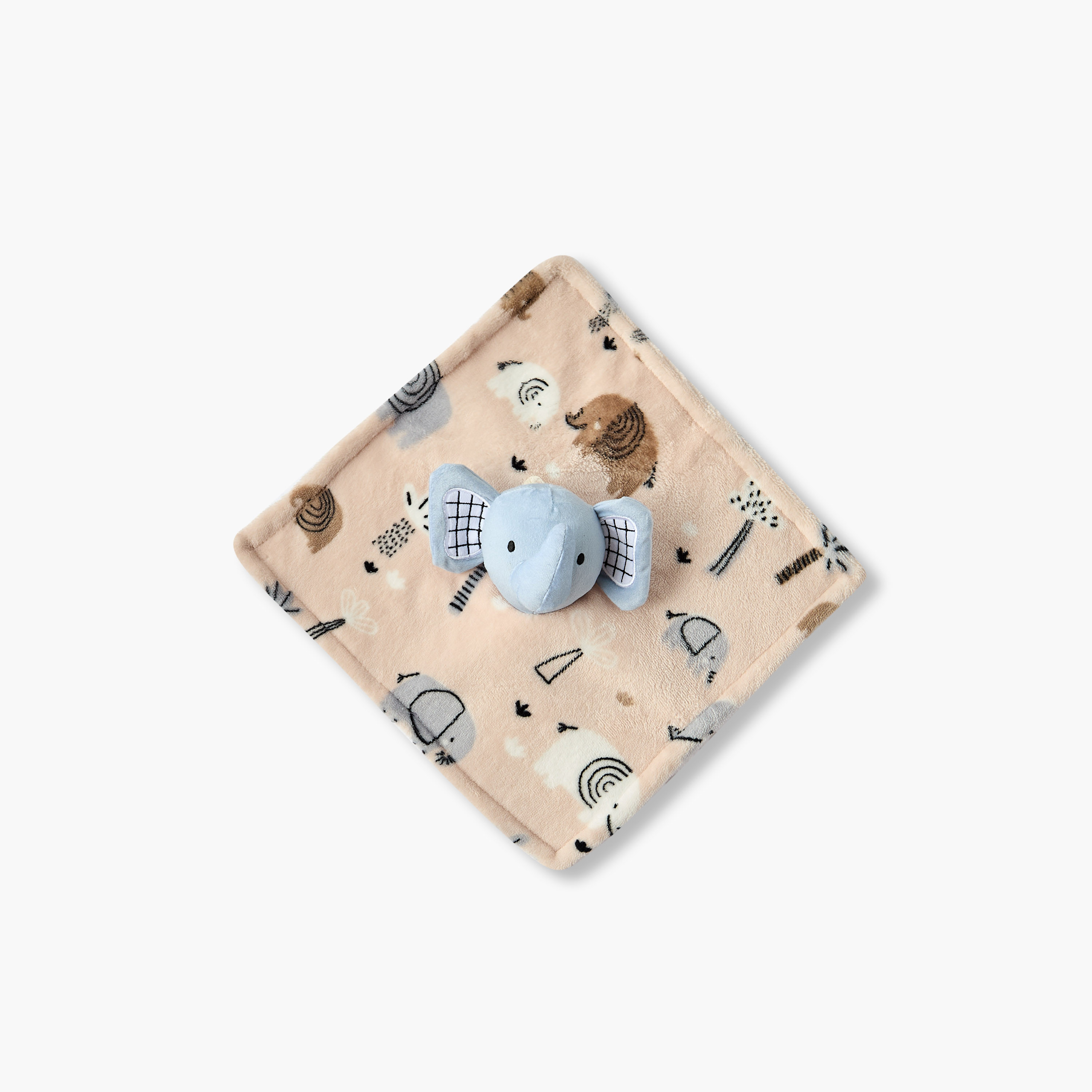 Juniors Raschel Blanket and Security Blanket with Elephant Print, 75x100 cm-baby-nursery-blanketsandswaddles-blanketsandquilts-image-4