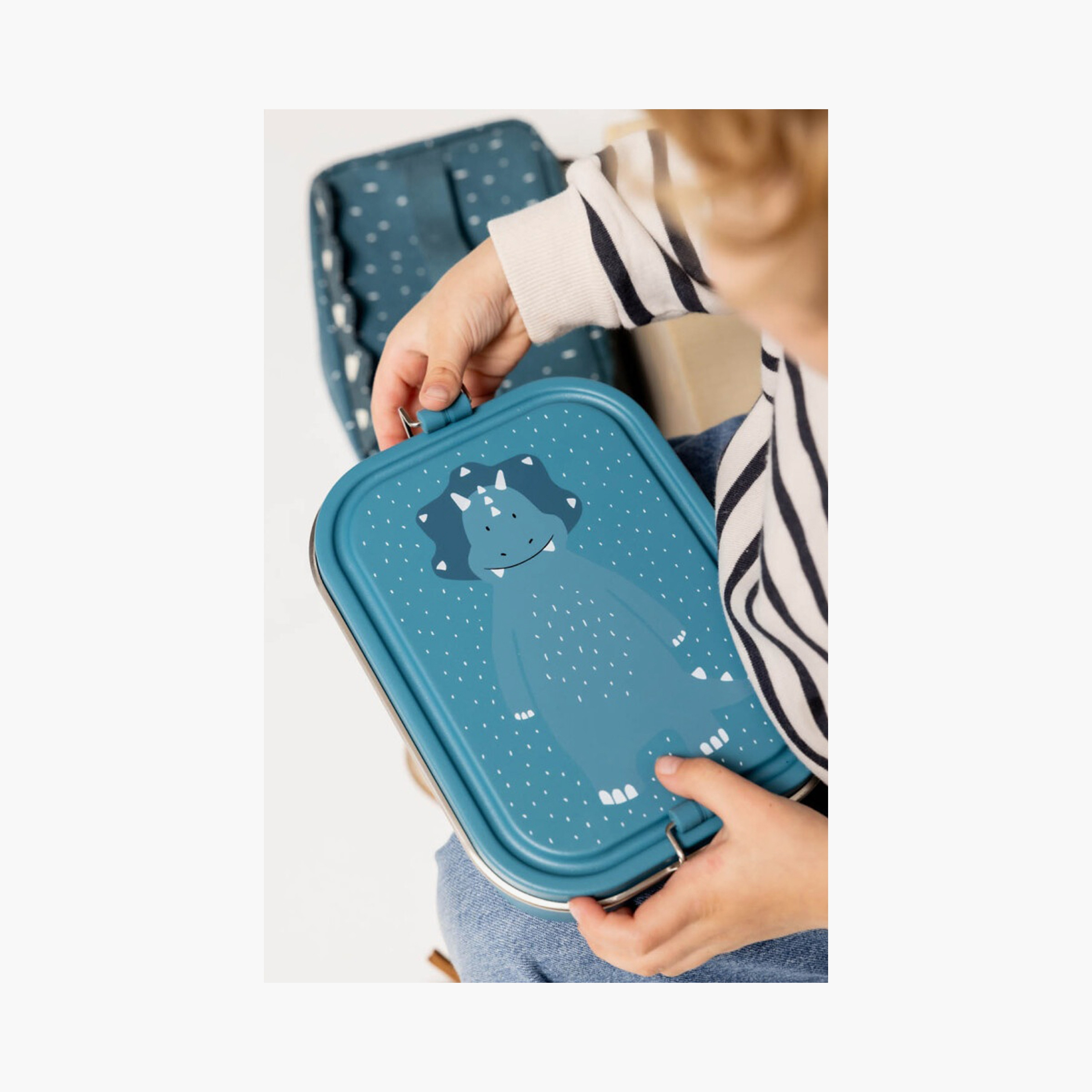 Trixie Mr. Triceratops Stainless Steel Lunch Box - Small - Blue-school-lunchessentials-lunchboxes-image-7