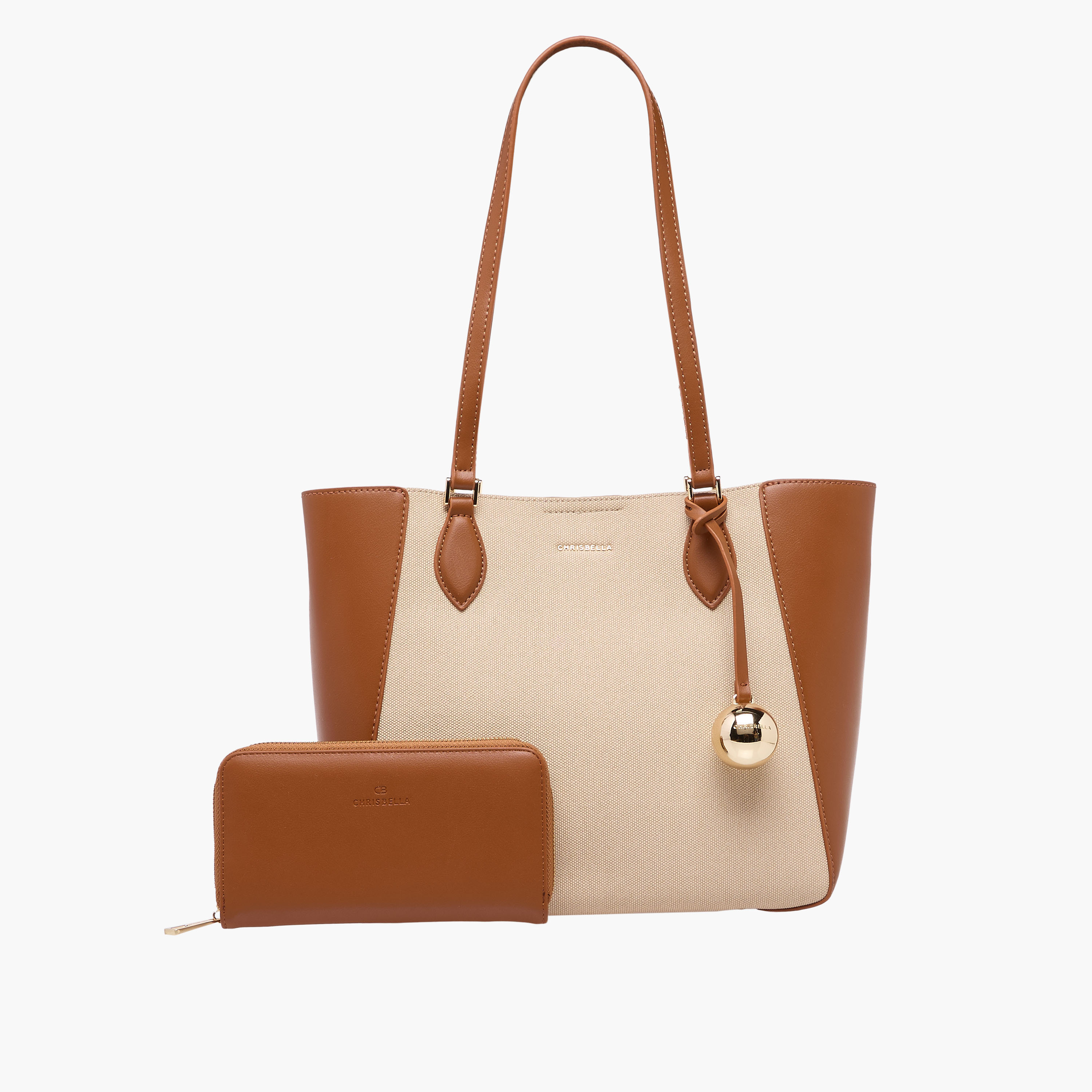 Chrisbella Panelled Tote Bag with Double Handle and Wallet-women-bagsandwallets-handbags-image-1