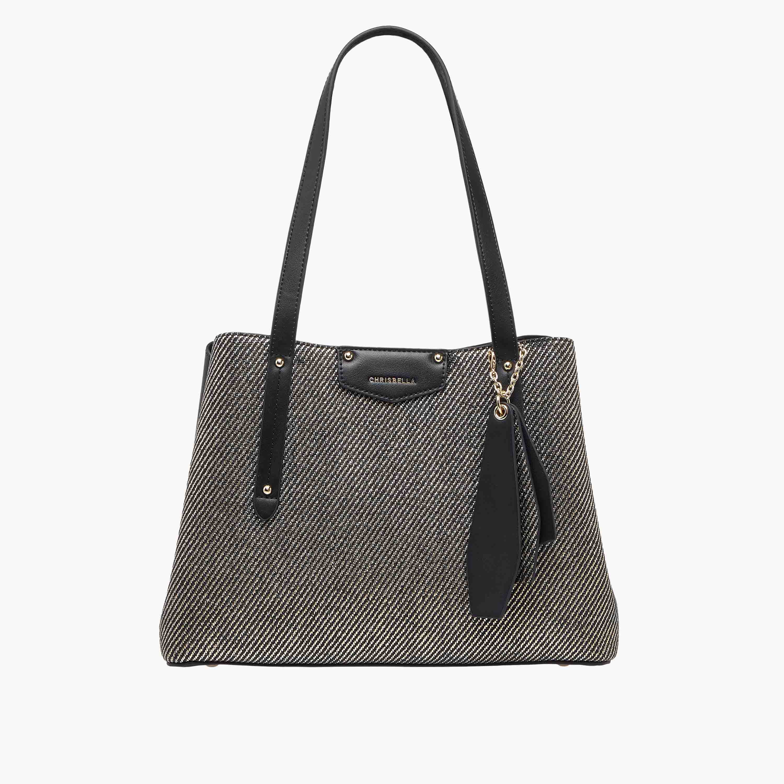Chrisbella Textured Tote Bag with Double Handle and Wallet-women-bagsandwallets-handbags-image-3
