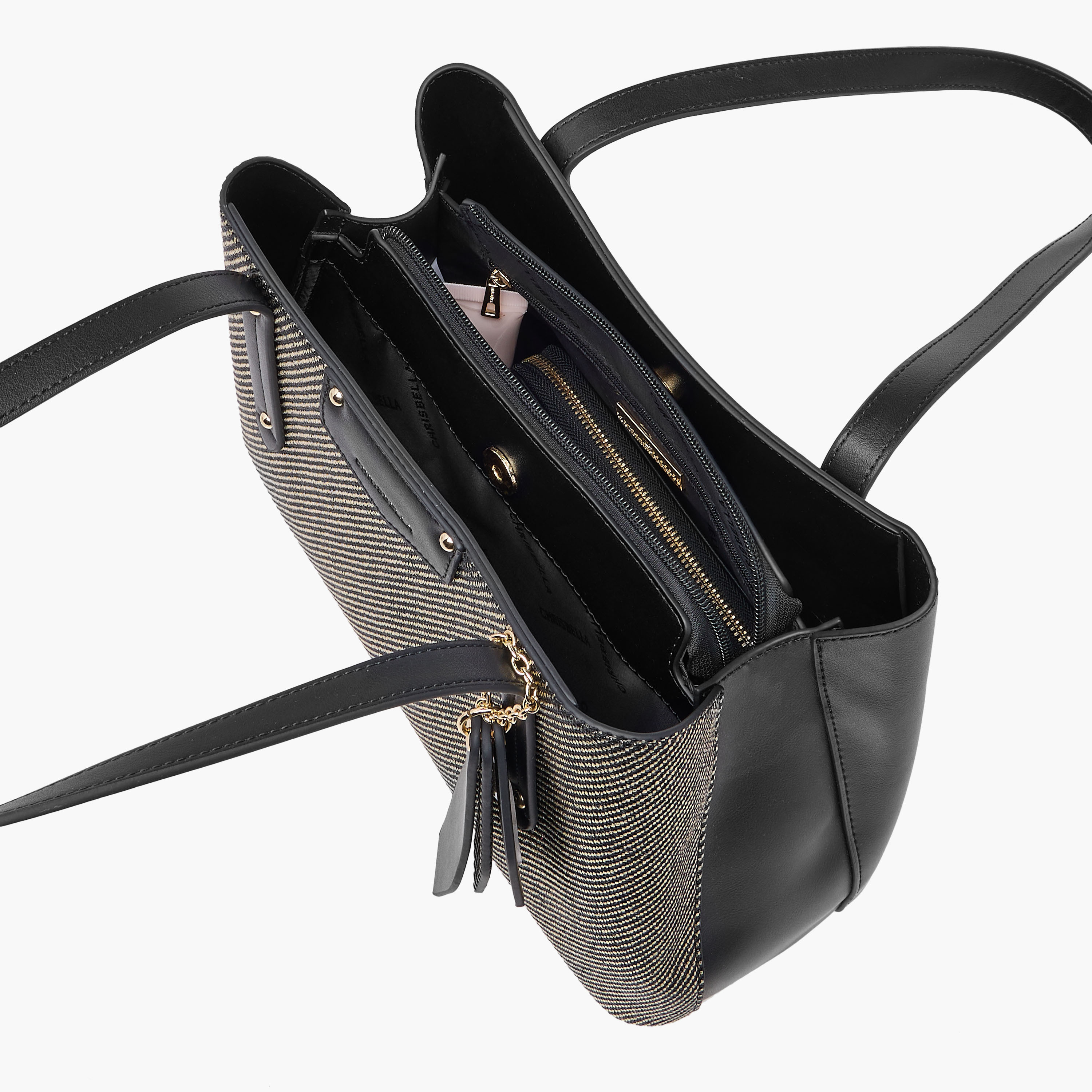 Chrisbella Textured Tote Bag with Double Handle and Wallet-women-bagsandwallets-handbags-image-9