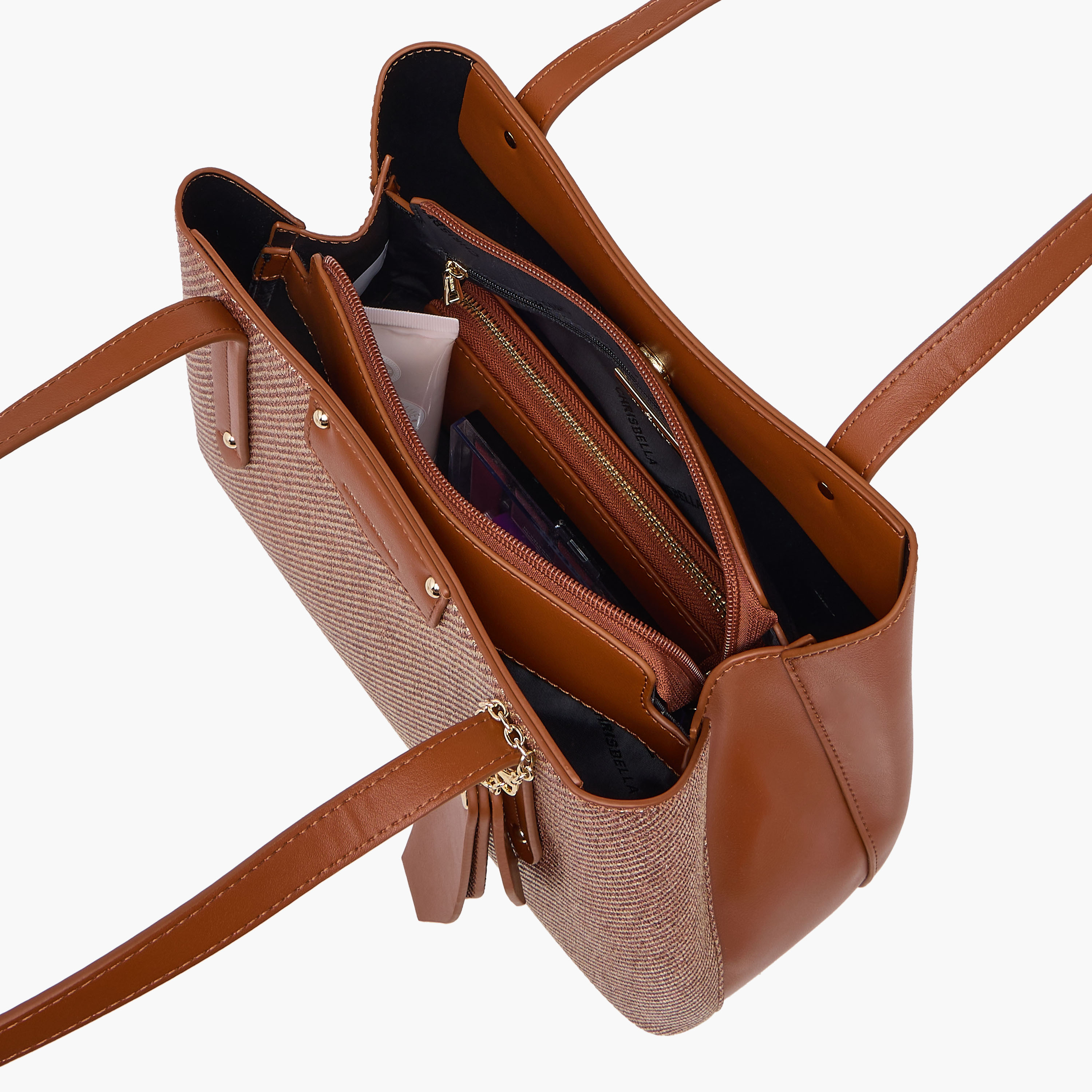 Chrisbella Textured Tote Bag with Zip Around Wallet-women-bagsandwallets-handbags-image-9
