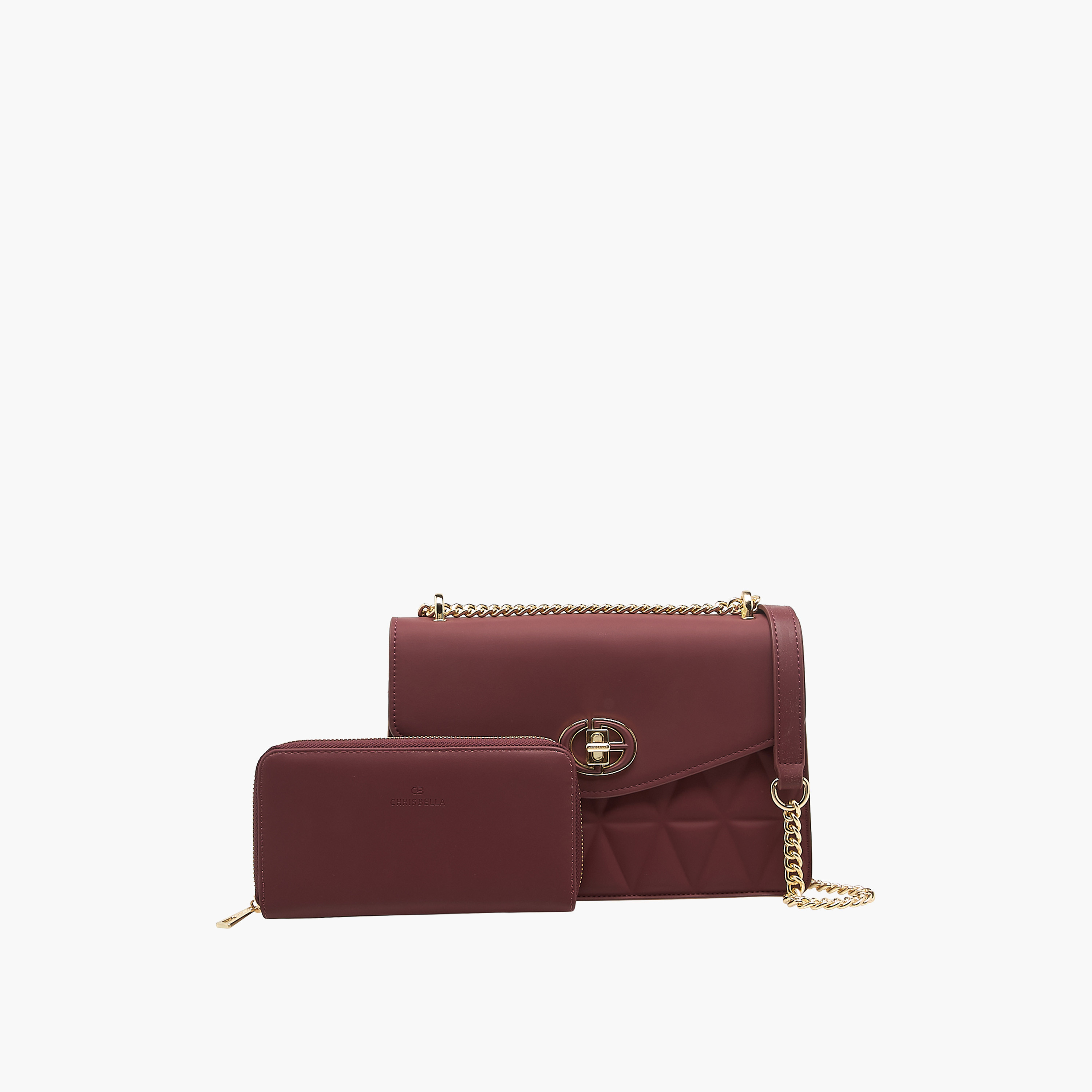 Chrisbella Textured Crossbody Bag with Zip Around Wallet-women-bagsandwallets-handbags-image-1