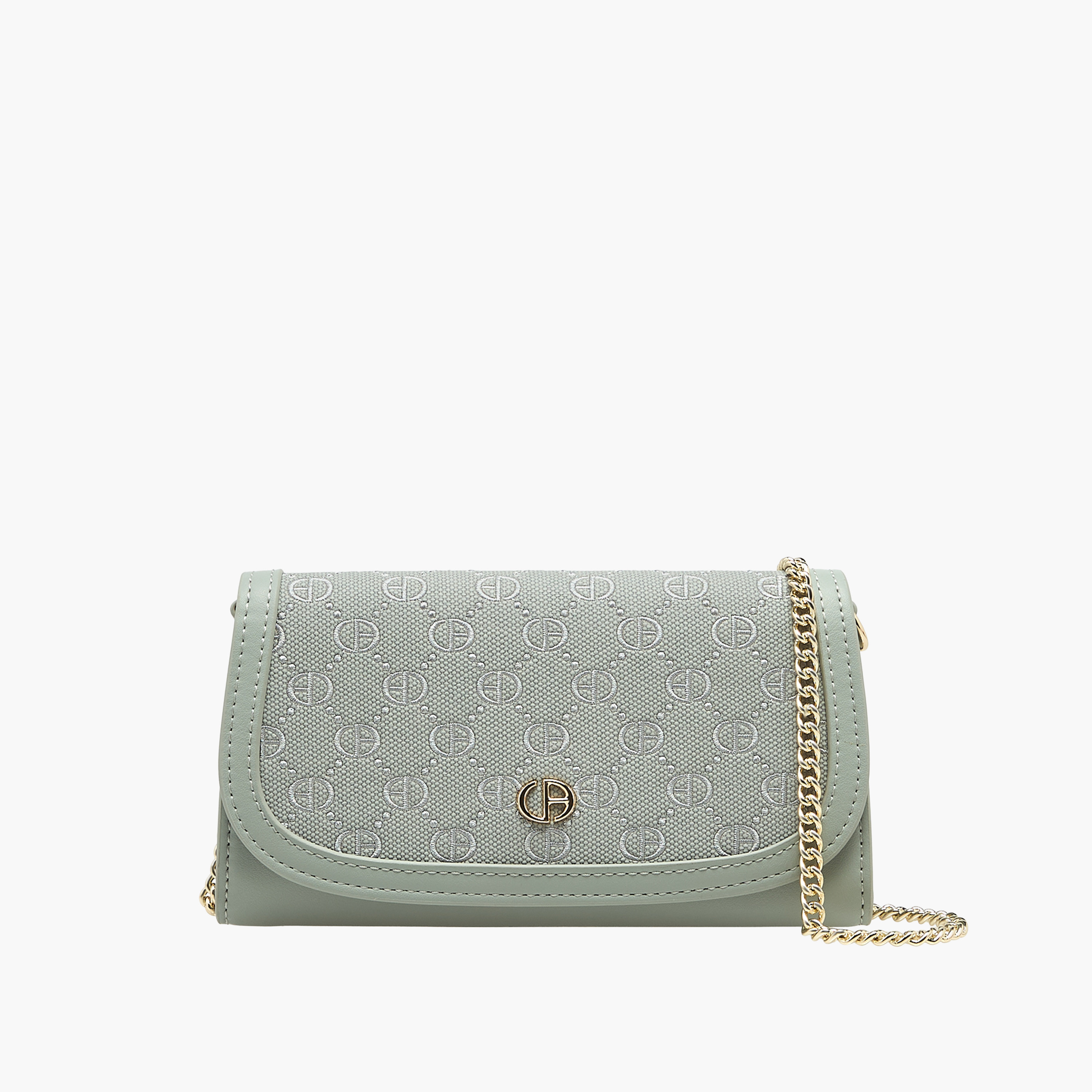 Chrisbella Monogram Embroidered Crossbody Bag with Chain Strap and Flap Closure-women-bagsandwallets-handbags-image-1