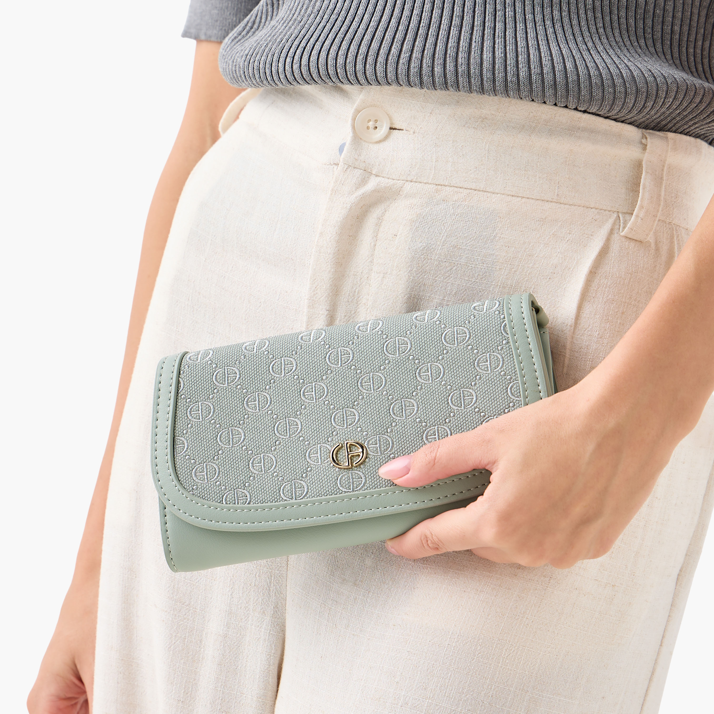 Chrisbella Monogram Embroidered Crossbody Bag with Chain Strap and Flap Closure-women-bagsandwallets-handbags-image-2