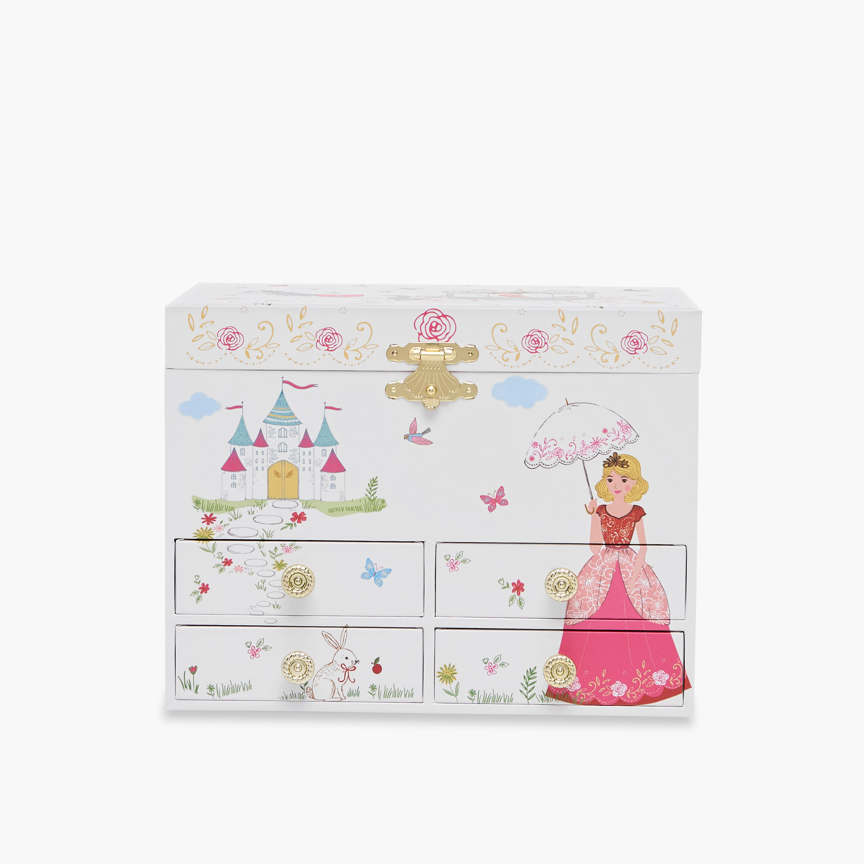 6 Compartment Musical Jewellery Organizer with Mirror - 19x12x15 cms-women-watchesandjewellery-jewellery-storage-image-1