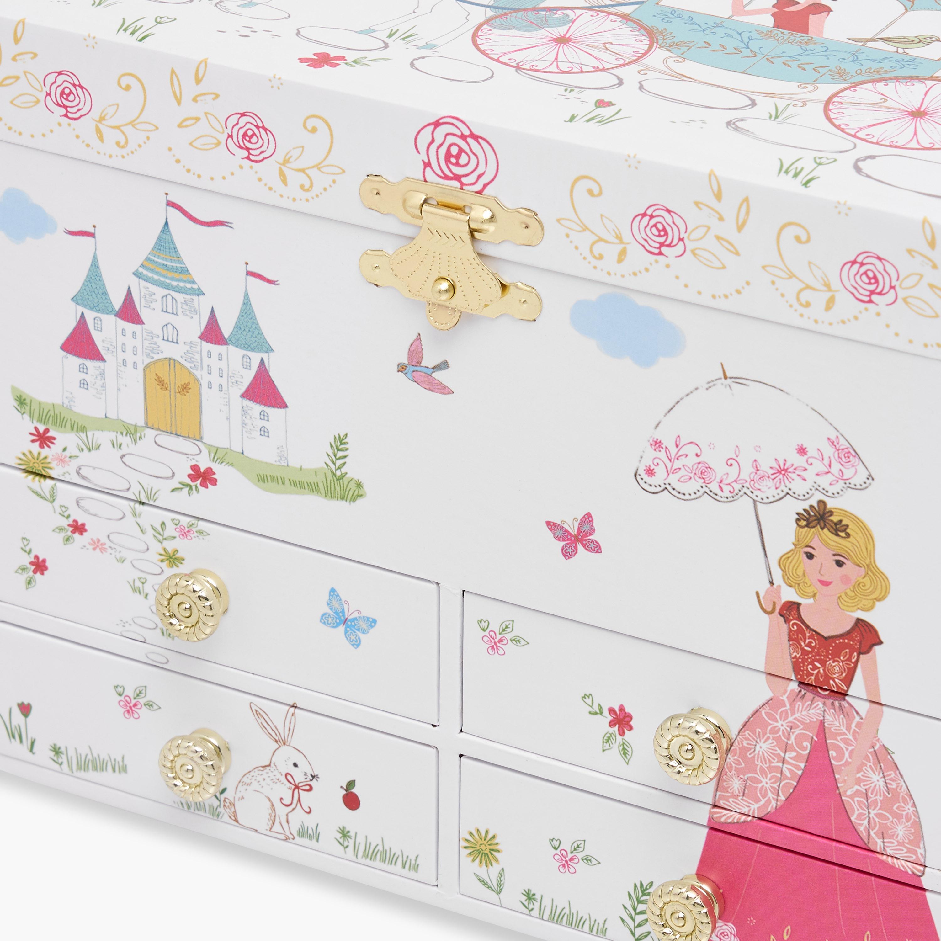 6 Compartment Musical Jewellery Organizer with Mirror - 19x12x15 cms-women-watchesandjewellery-jewellery-storage-image-5