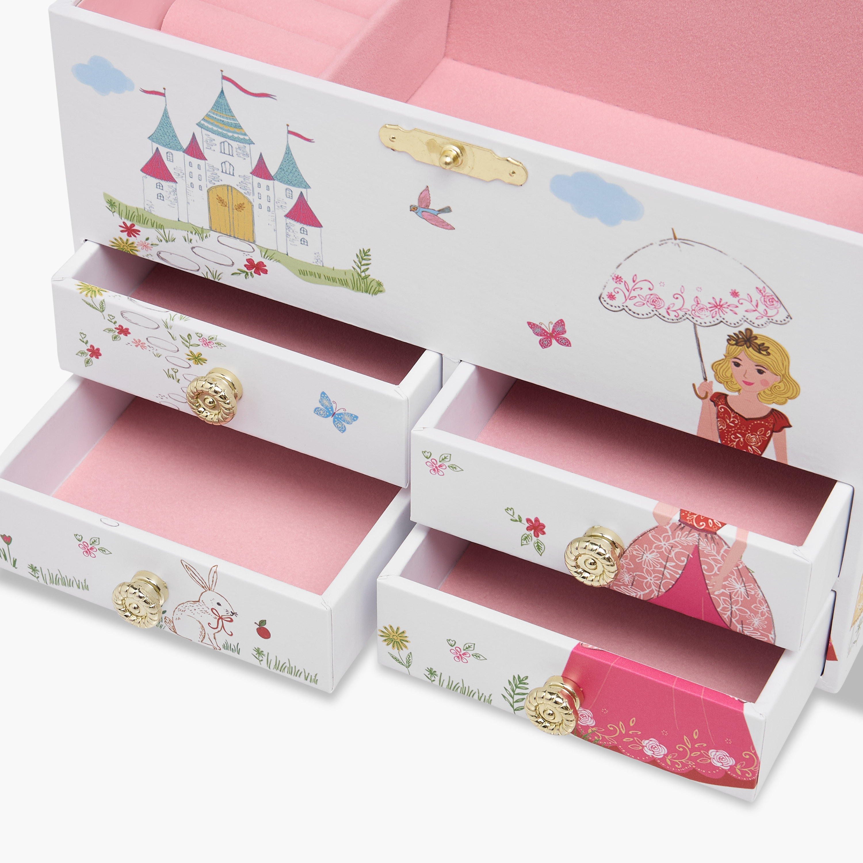 6 Compartment Musical Jewellery Organizer with Mirror - 19x12x15 cms-women-watchesandjewellery-jewellery-storage-image-8