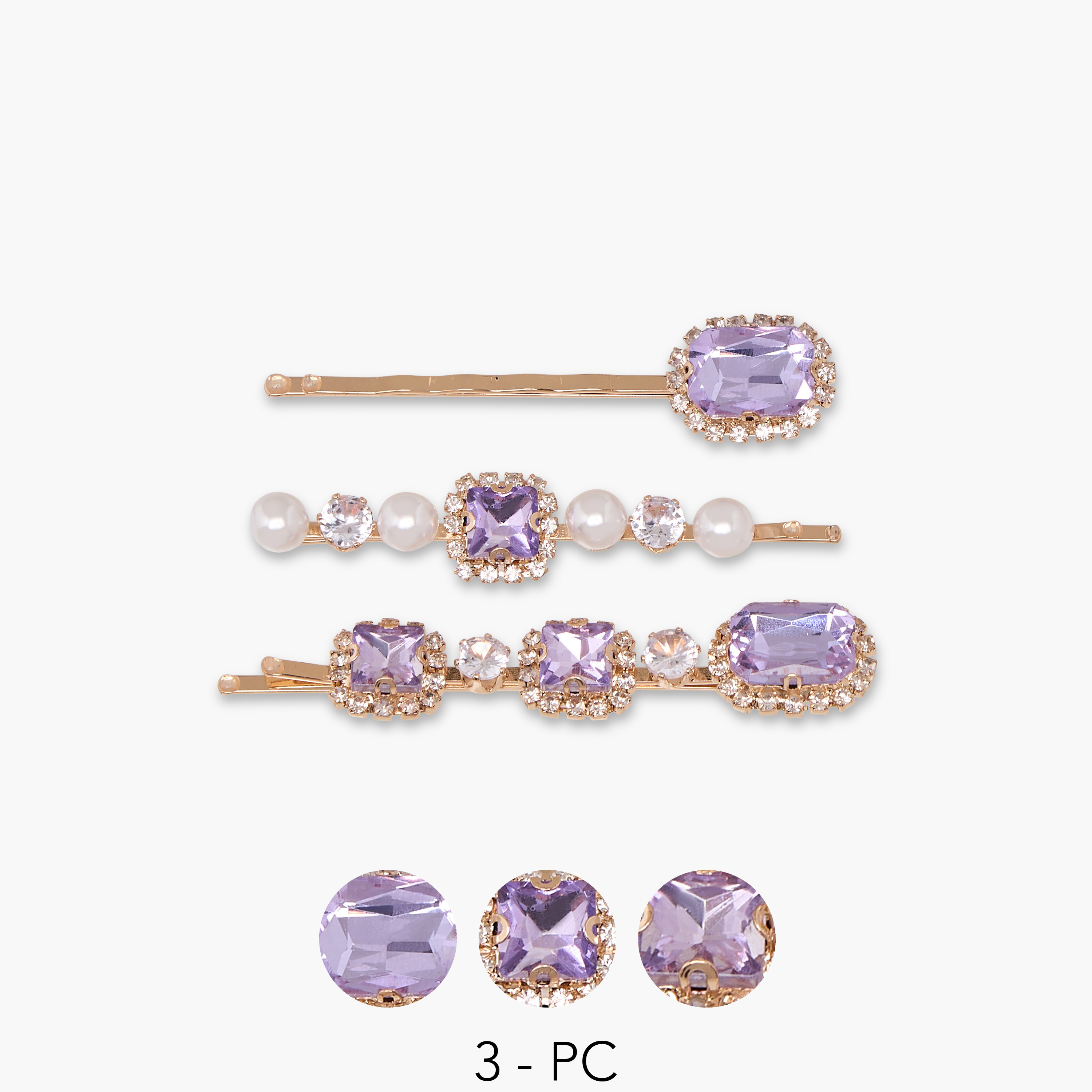 Pack of 3 Hair Pin with Embellishment-women-hairaccessories-hairpins-image-1