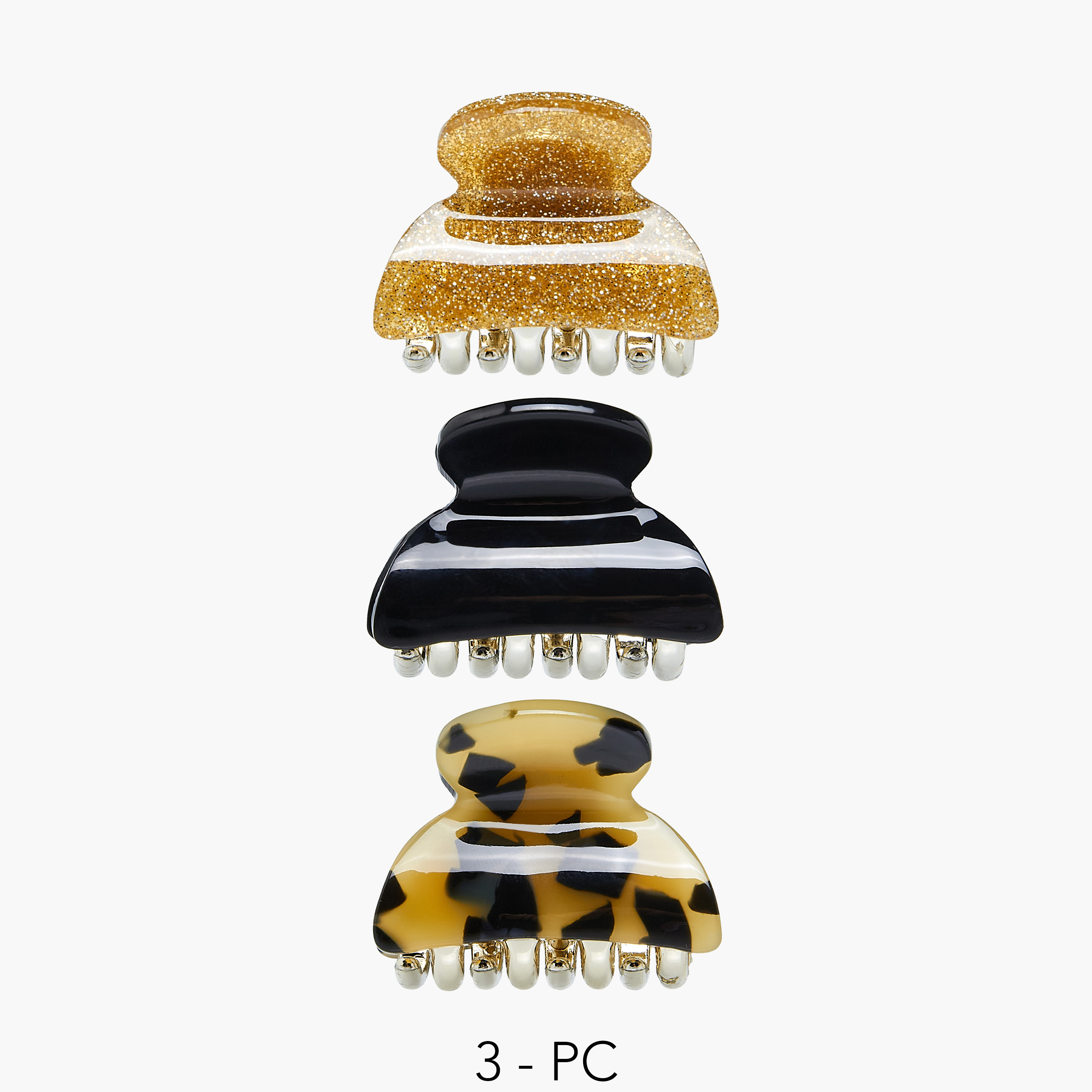 Pack of 3 Hair Clamps with Marble Print-women-hairaccessories-clamps-image-1