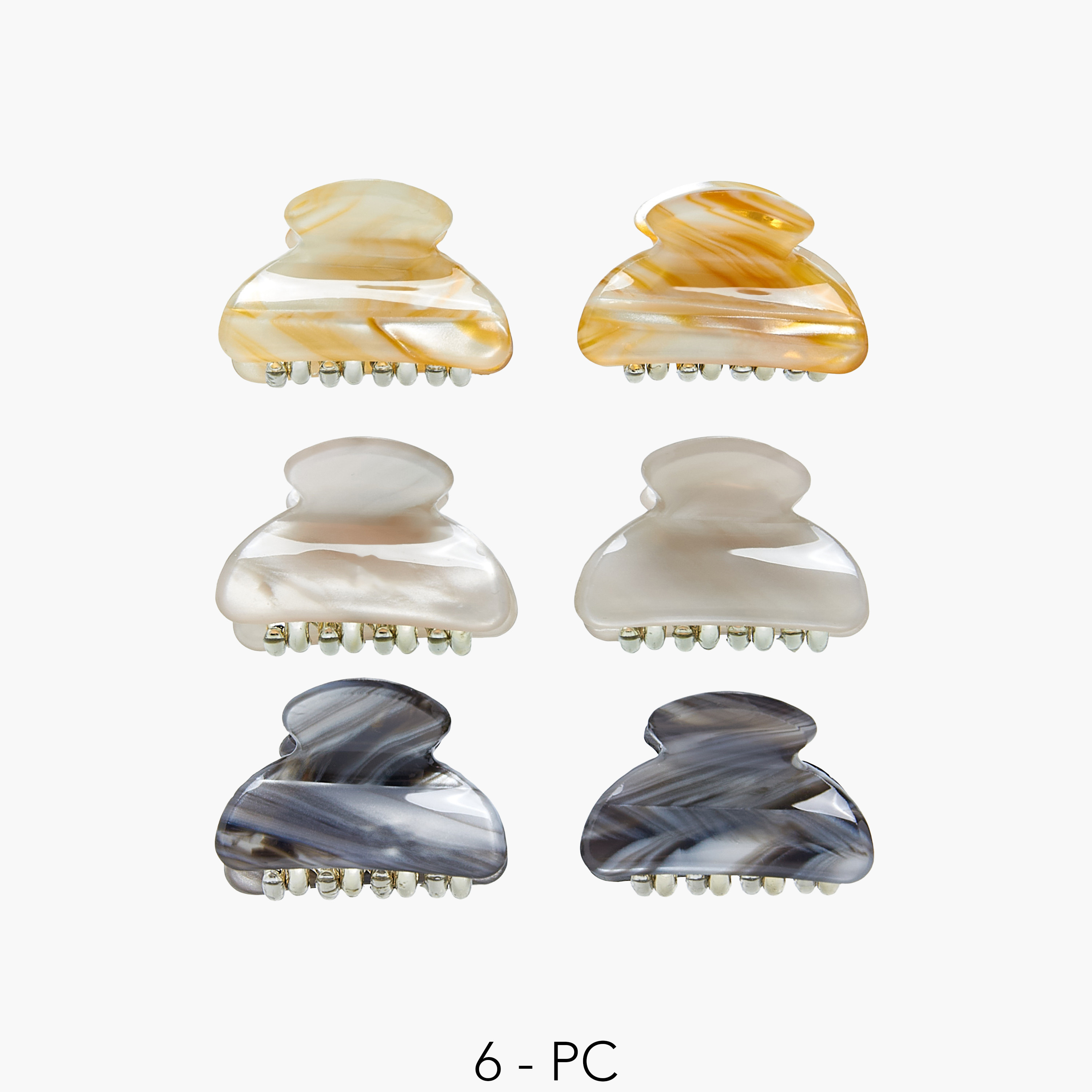 Pack of 6 Hair Clamps with Marble Print-women-hairaccessories-clamps-image-1