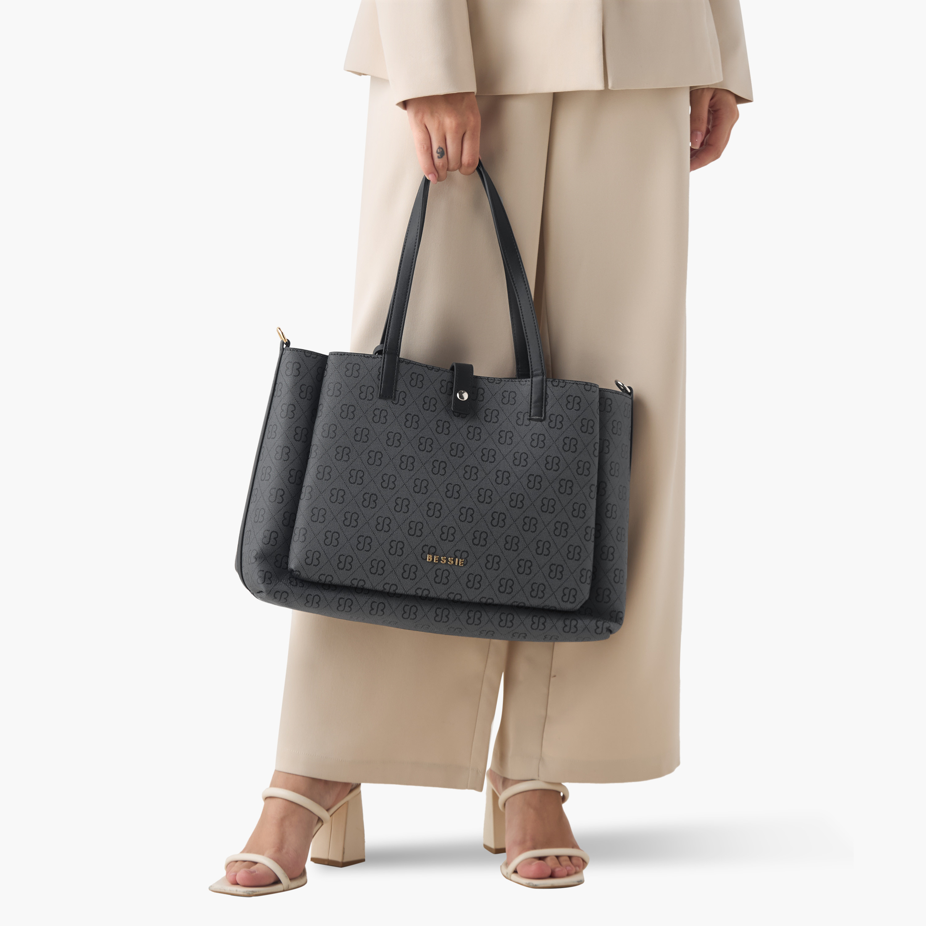 Bessie London Printed Tote Bag with Zip Closure-women-bagsandwallets-handbags-image-2