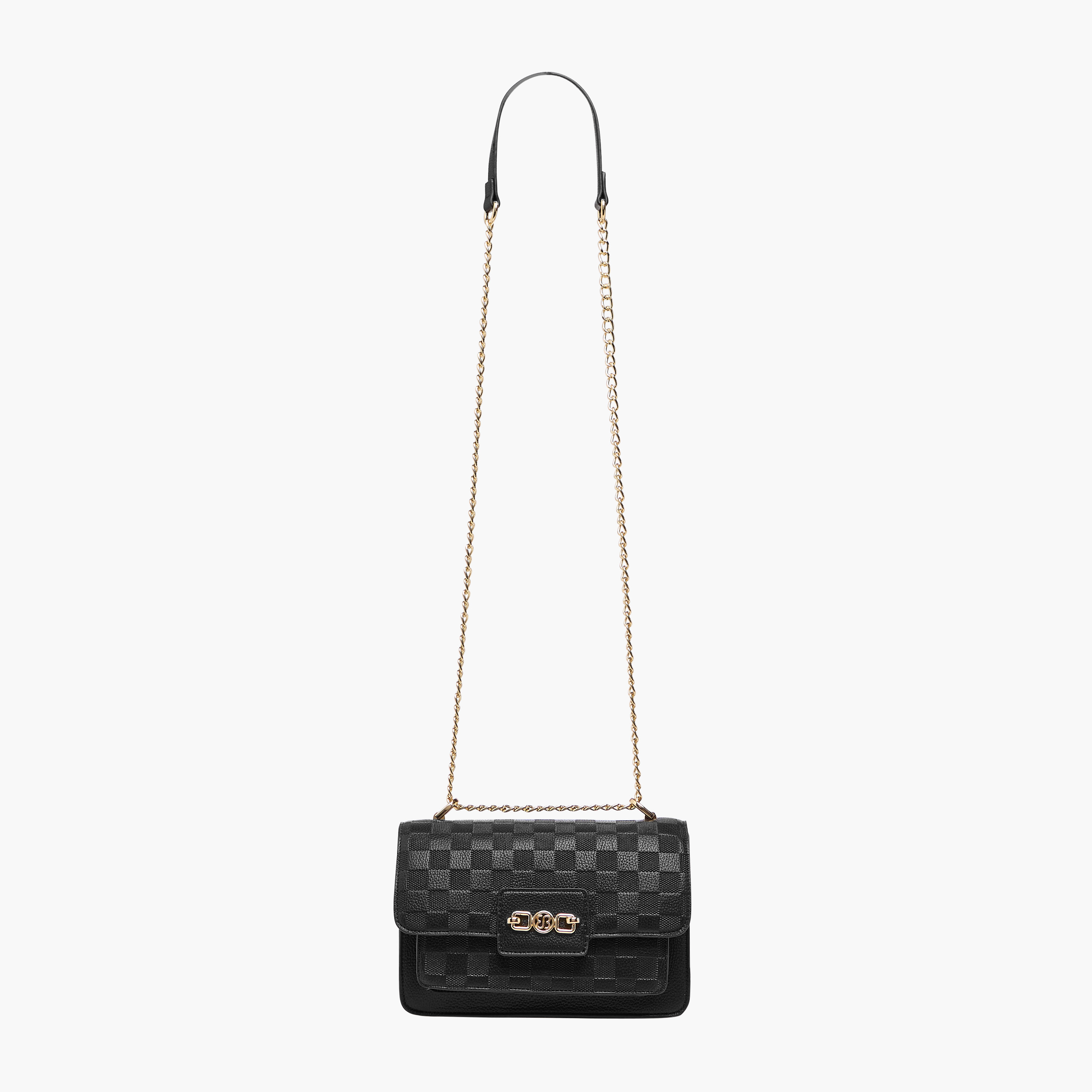Bessie London Checked Embossed Crossbody Bag with Chain Strap-women-bagsandwallets-handbags-image-3