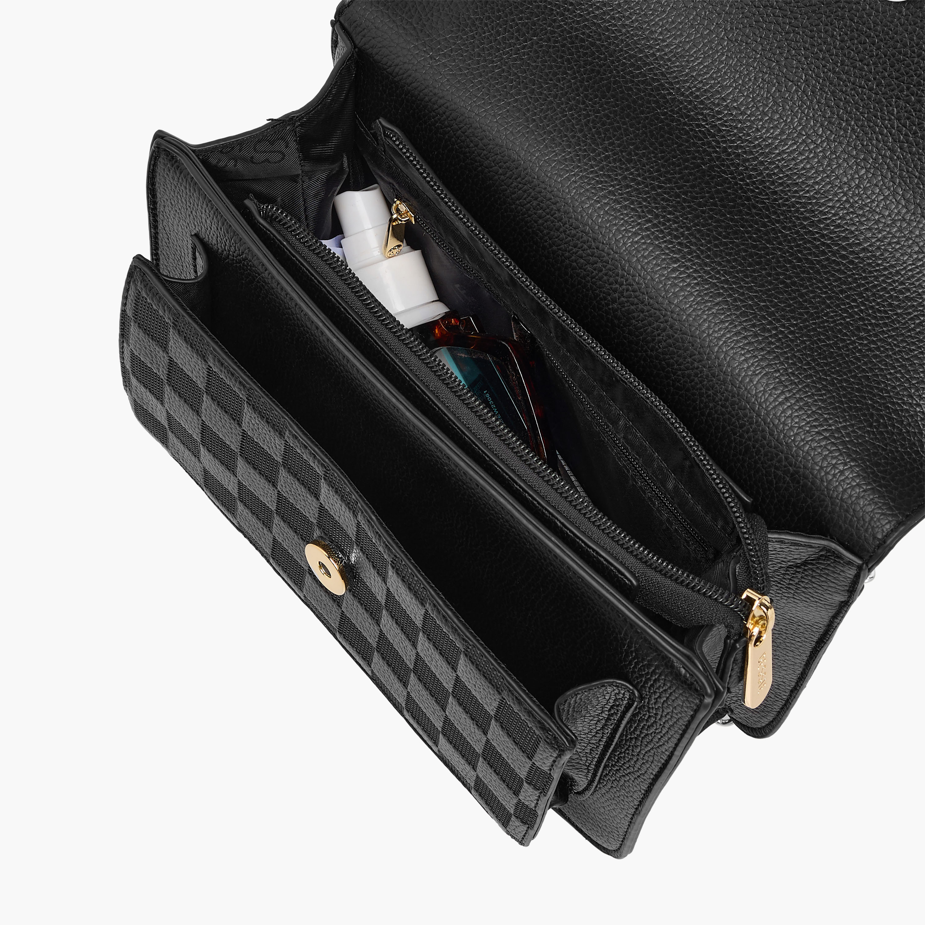 Bessie London Checked Embossed Crossbody Bag with Chain Strap-women-bagsandwallets-handbags-image-9