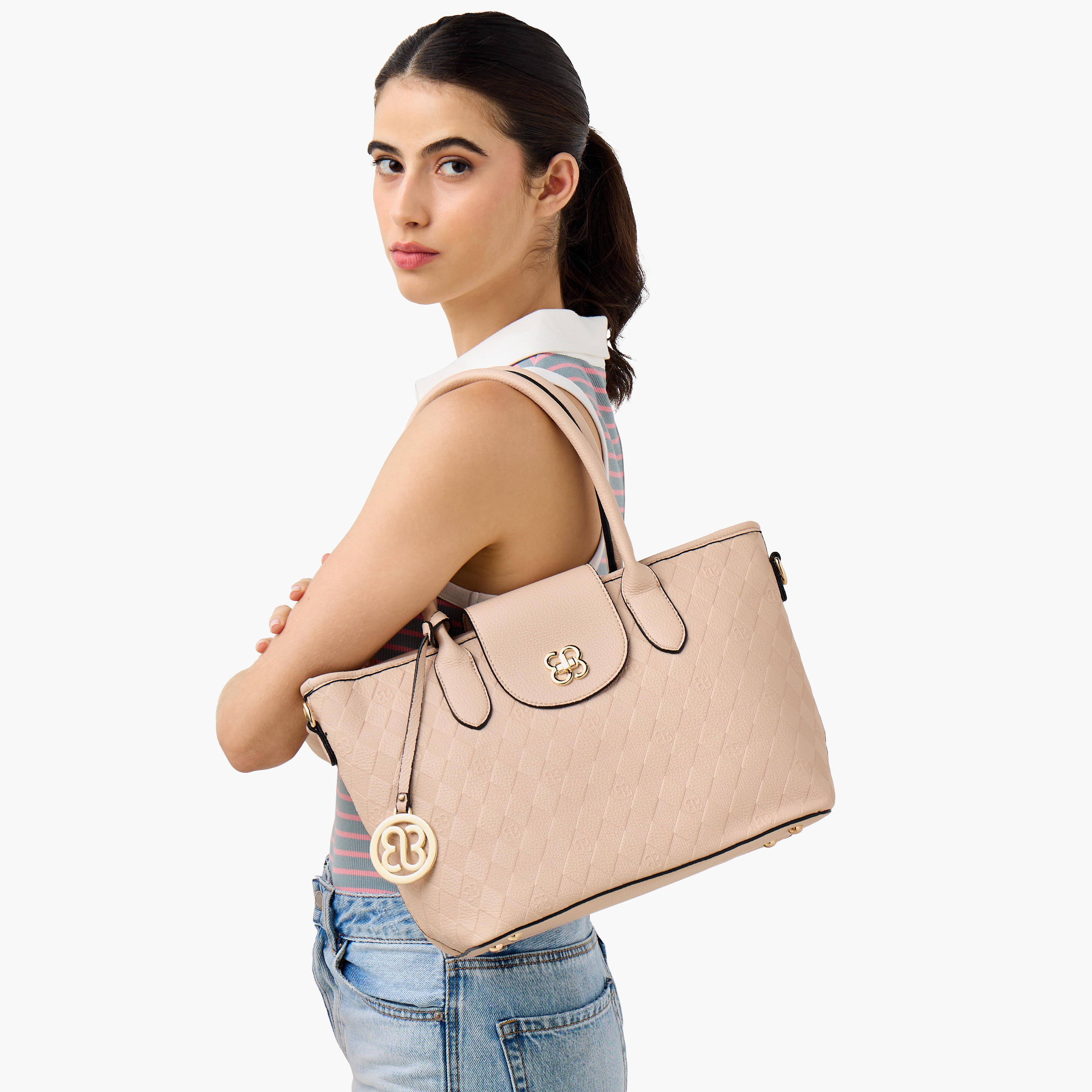Bessie London Textured Tote Bag with Detachable Strap-women-bagsandwallets-handbags-image-2