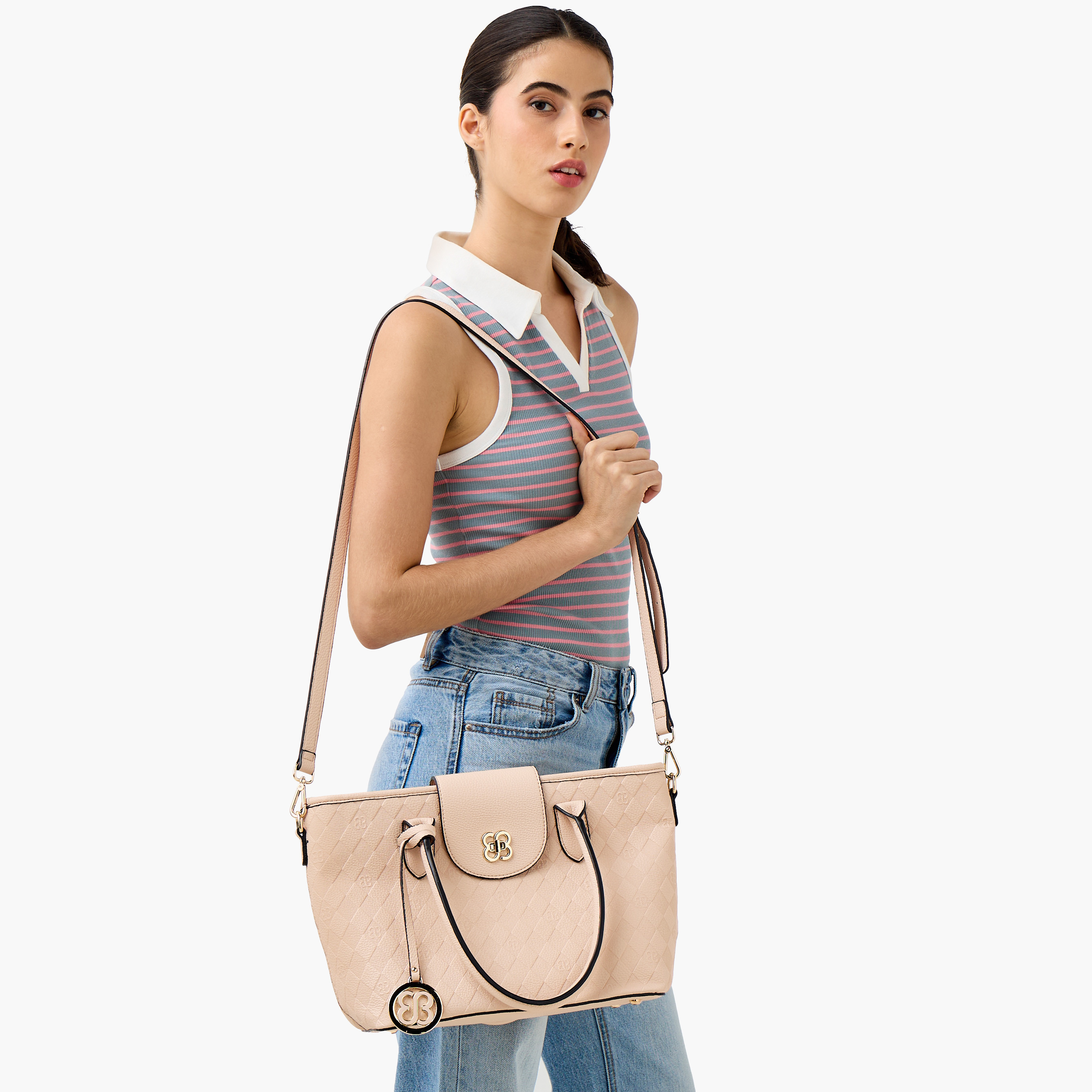 Bessie London Textured Tote Bag with Detachable Strap-women-bagsandwallets-handbags-image-8