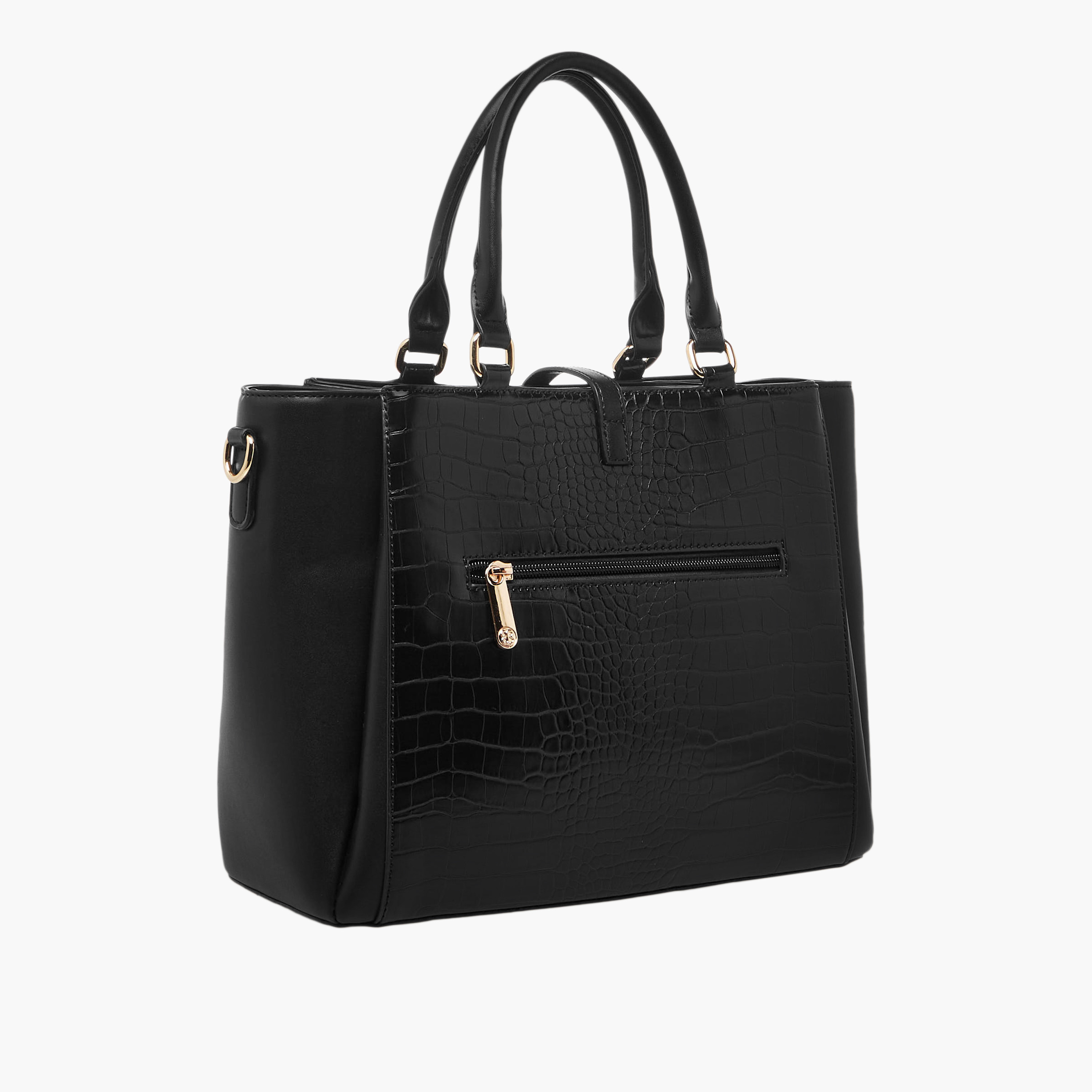 Bessie London Textured Tote Bag with Twist Lock Closure-women-bagsandwallets-handbags-image-4