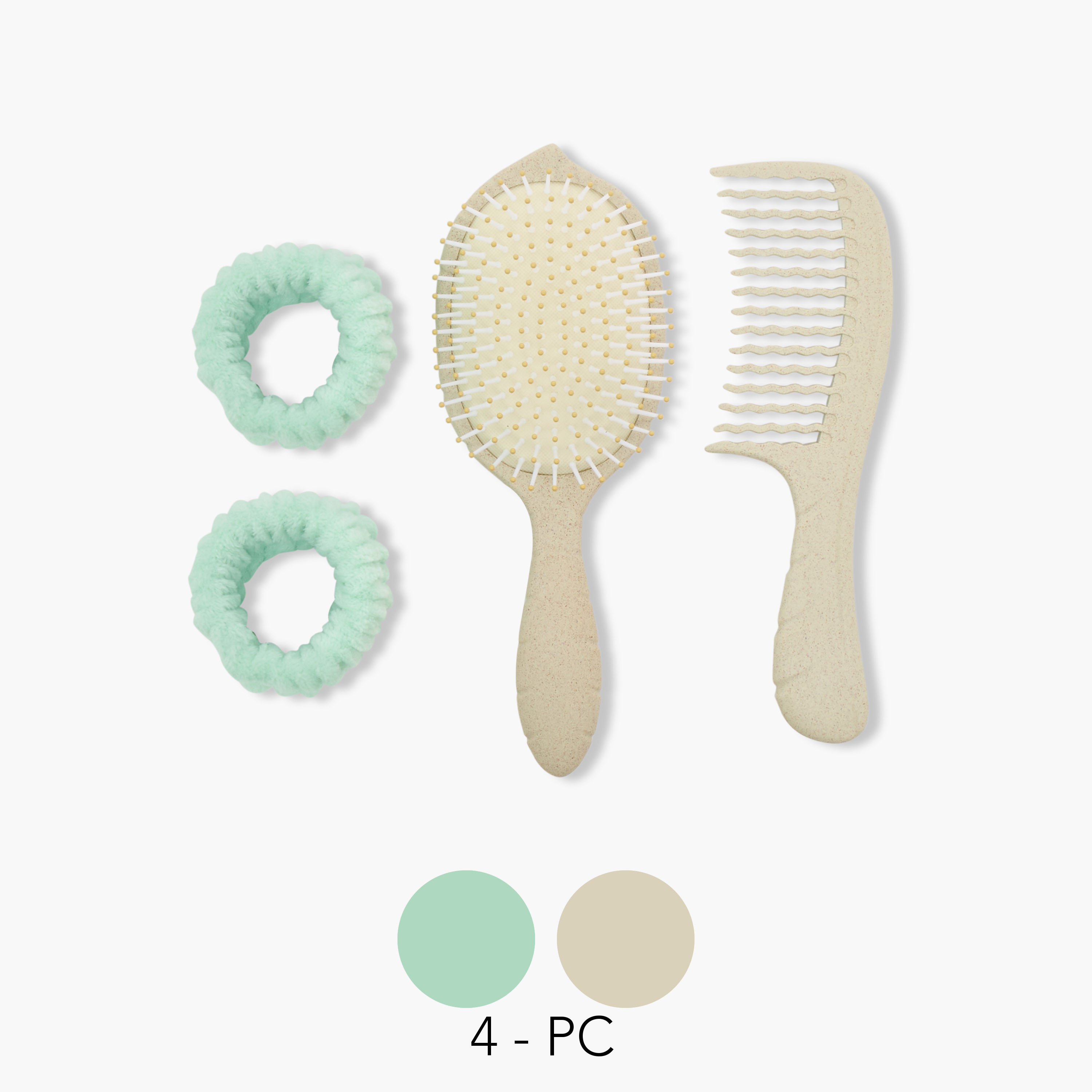 Assorted 4-Piece Paddle Hairbrush with Comb and Wristband Set-beautyandpersonalcare-hair-stylingtools-hairbrushesandcombs-image-1